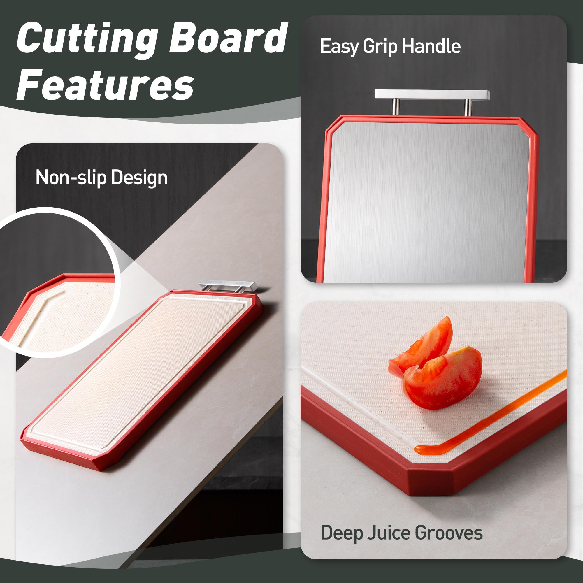 2 in 1 Stainless Steel Cutting Board with Handle Chopping Large Big Meat Butcher Block Kitchen Stuff Accessories New Home Essent