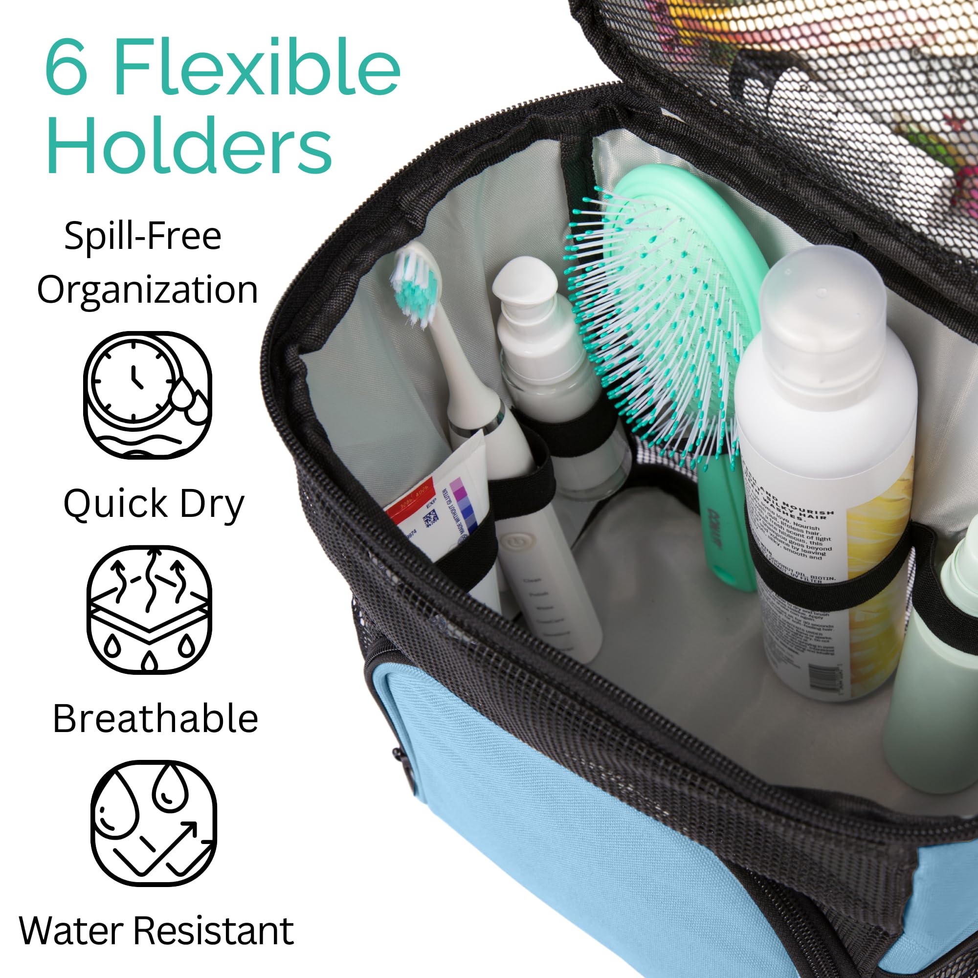 Terra Home College Dorm Essentials - Shower Caddy Portable - Large Capacity, Quick Dry With Metal Hook - Hanging Shower Caddy Ca