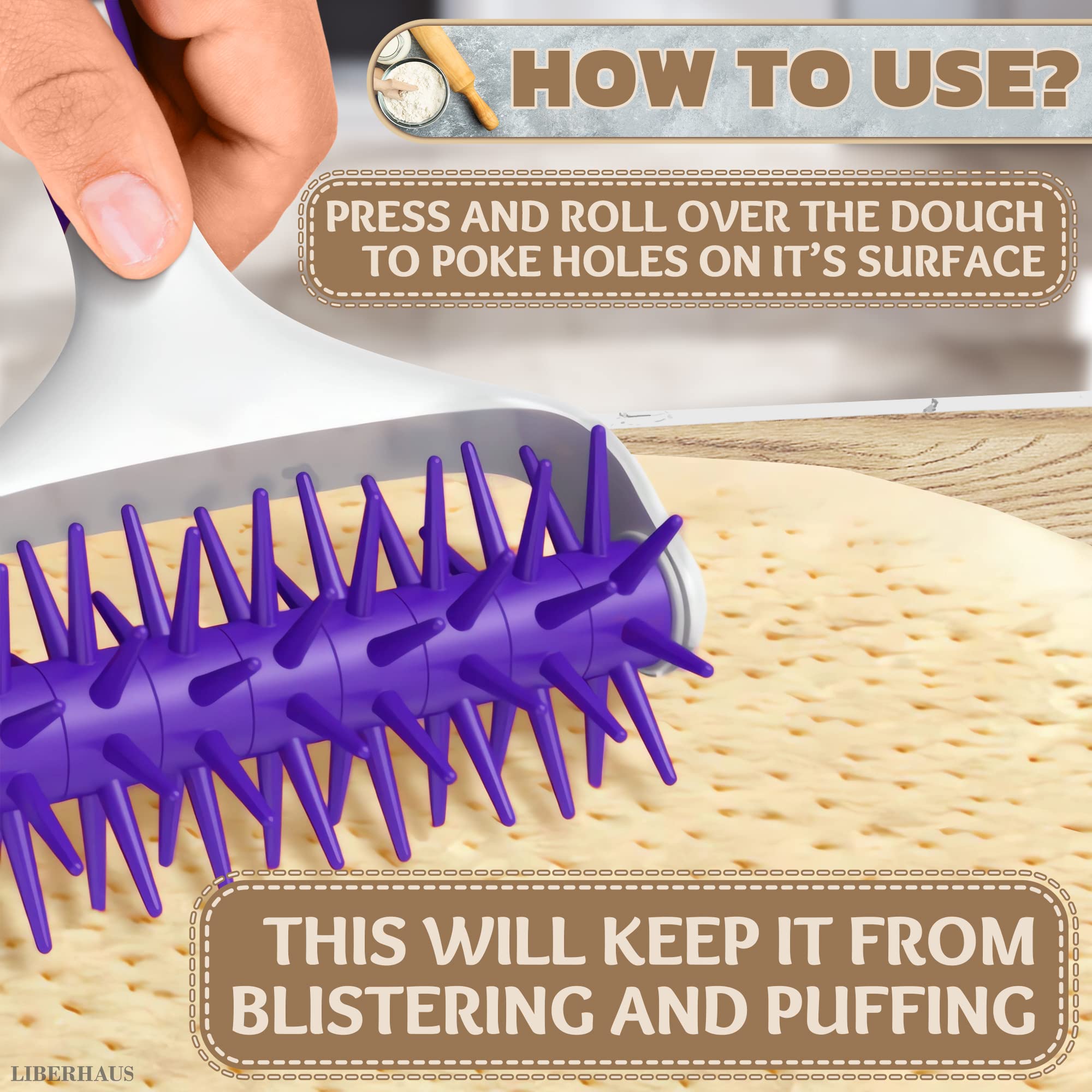 Pizza Dough Docker Roller - Pizza Roller Spikes For Pizza Crust Pastry Roller With Handle Pizza Docker Roller Pizza Hole Roller