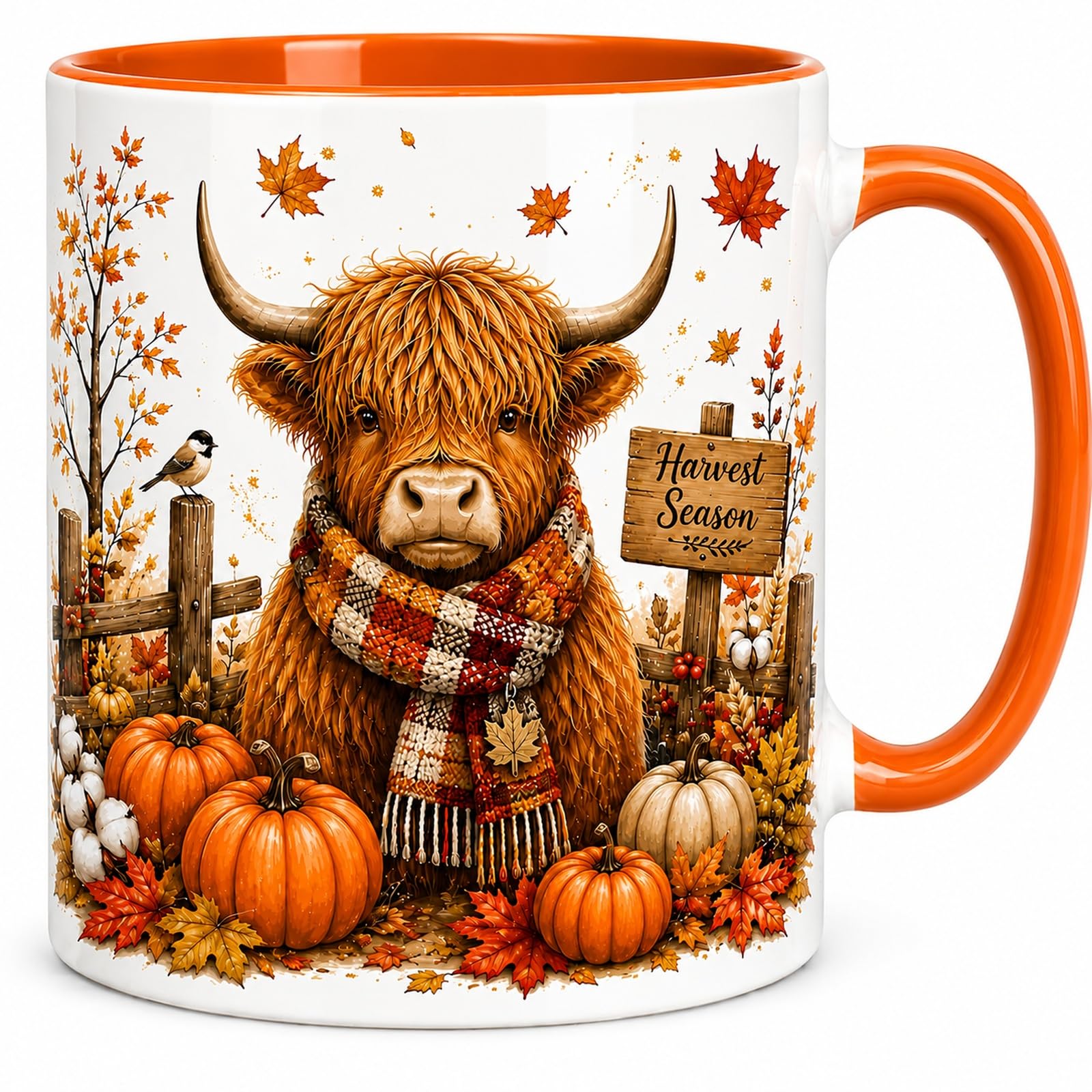 FGTYUJSLP Fall Highland Cow Mug Fall Coffee Mug 11oz Ceramic Autumn Gift