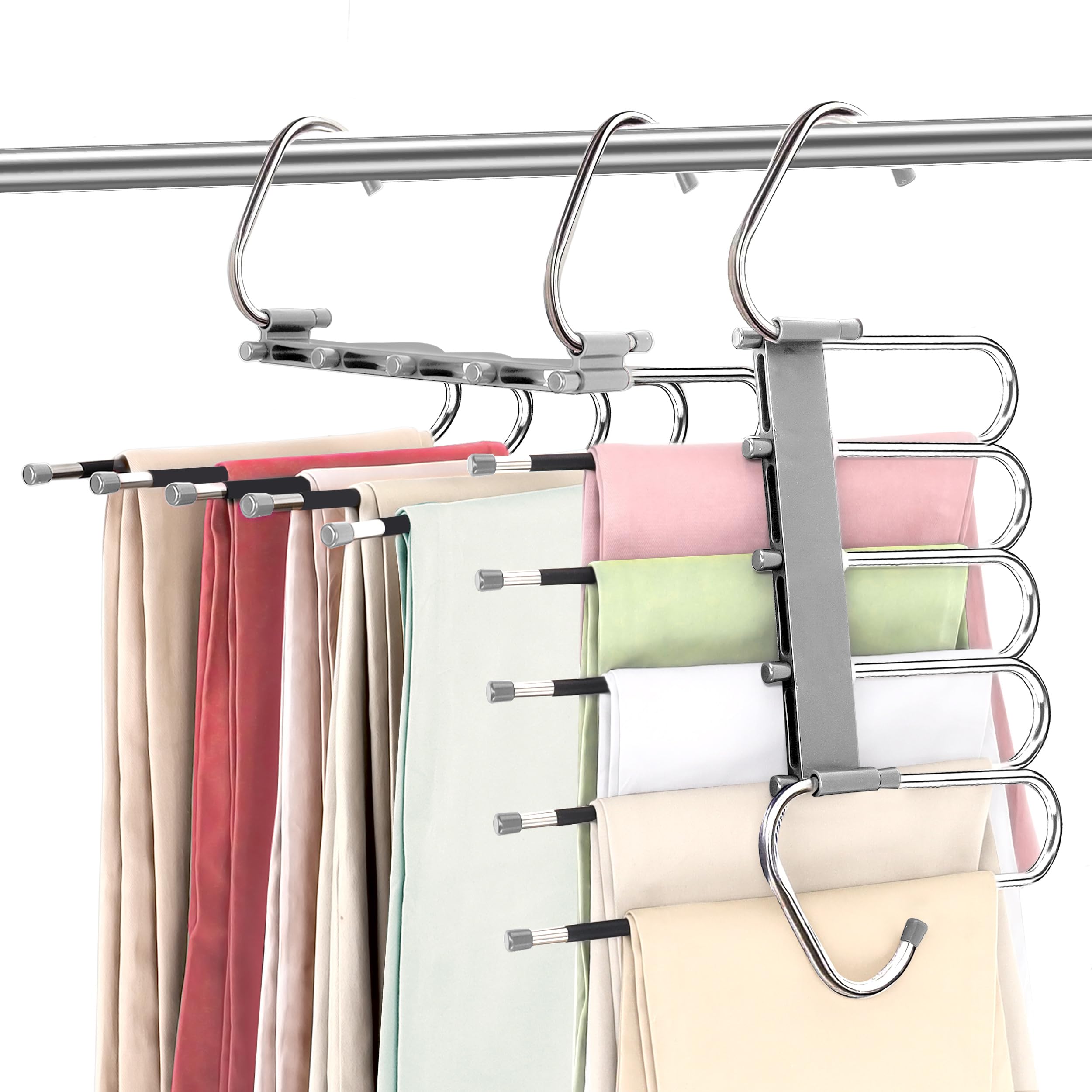 Utopia Home Pants Hangers Space Saving 2 Pack - Clothes Hanger With S-Type Stainless Steel Hook & Anti-Slip Design - Closet Orga