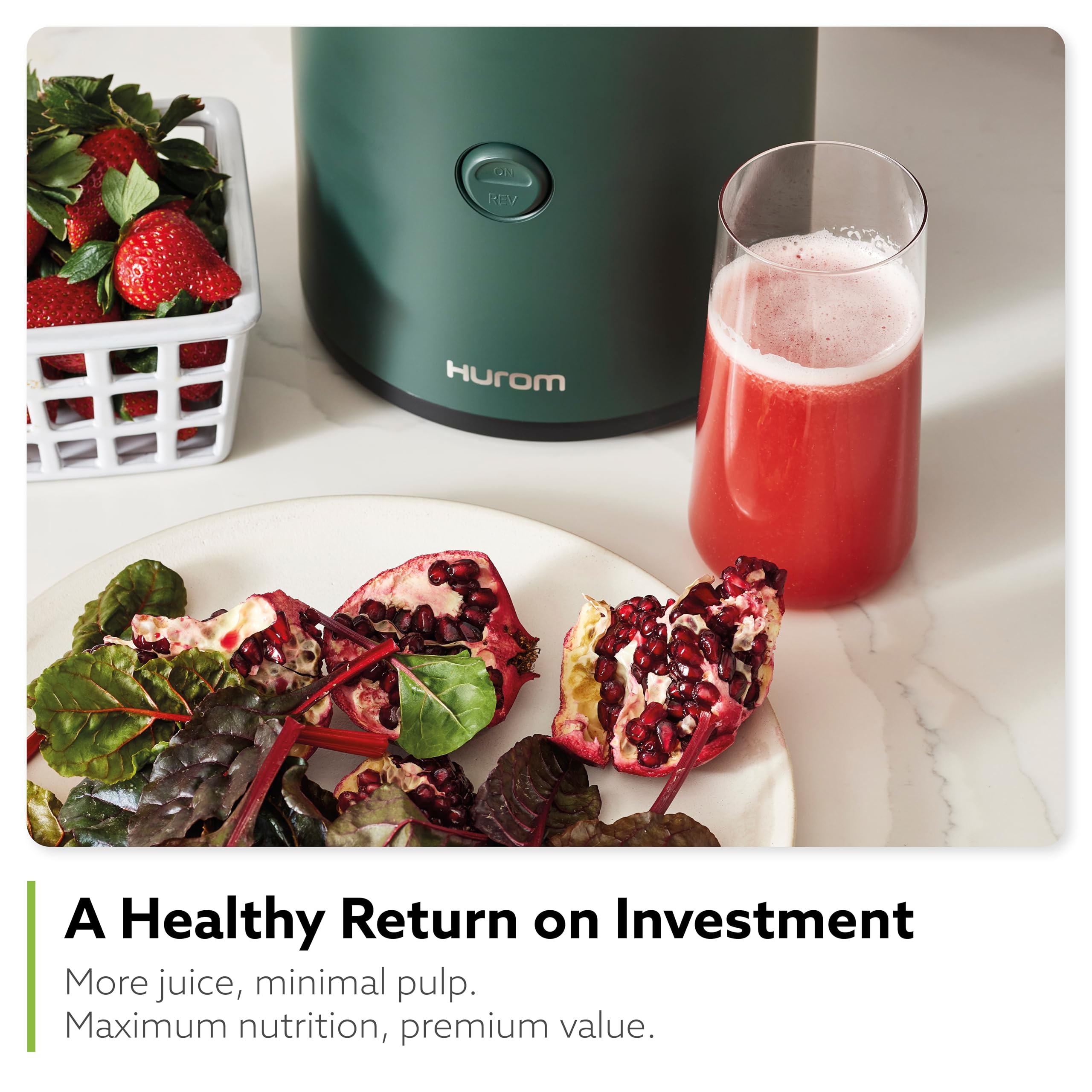Hurom H320 Slow Juicer, Kale/Dark Green | Self-Feeding Cold Press Juice Machine For Vegetables And Fruit | High Yield | Bpa Free