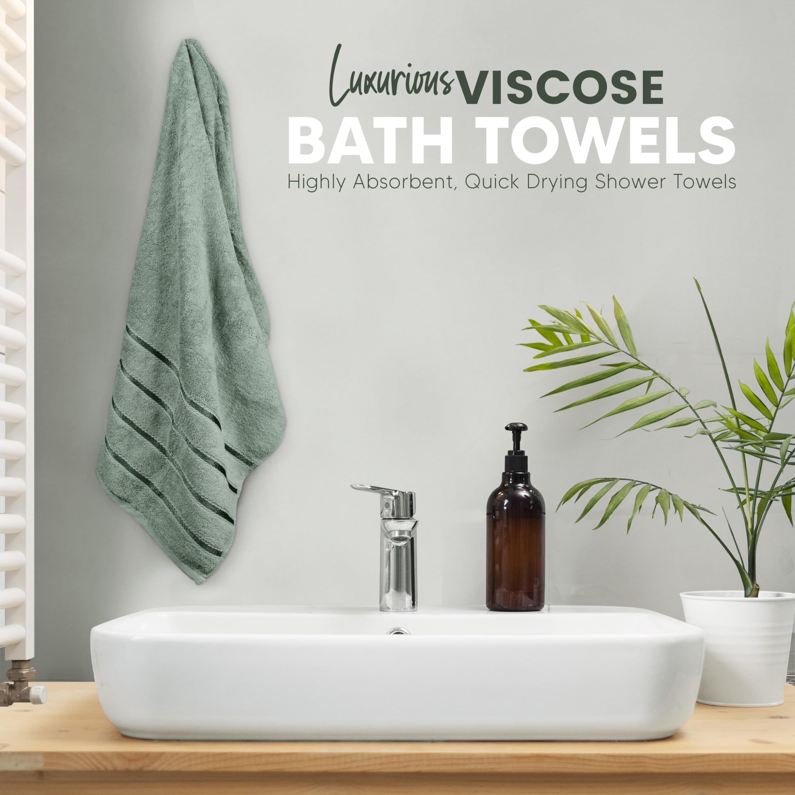 Yraly Luxury Towels For Bathroom Set Of 8-2 Bath Towels 2 Hand Towels 4 Washcloths - 600 Gsm 100% Cotton Ring Spun Viscose Borde