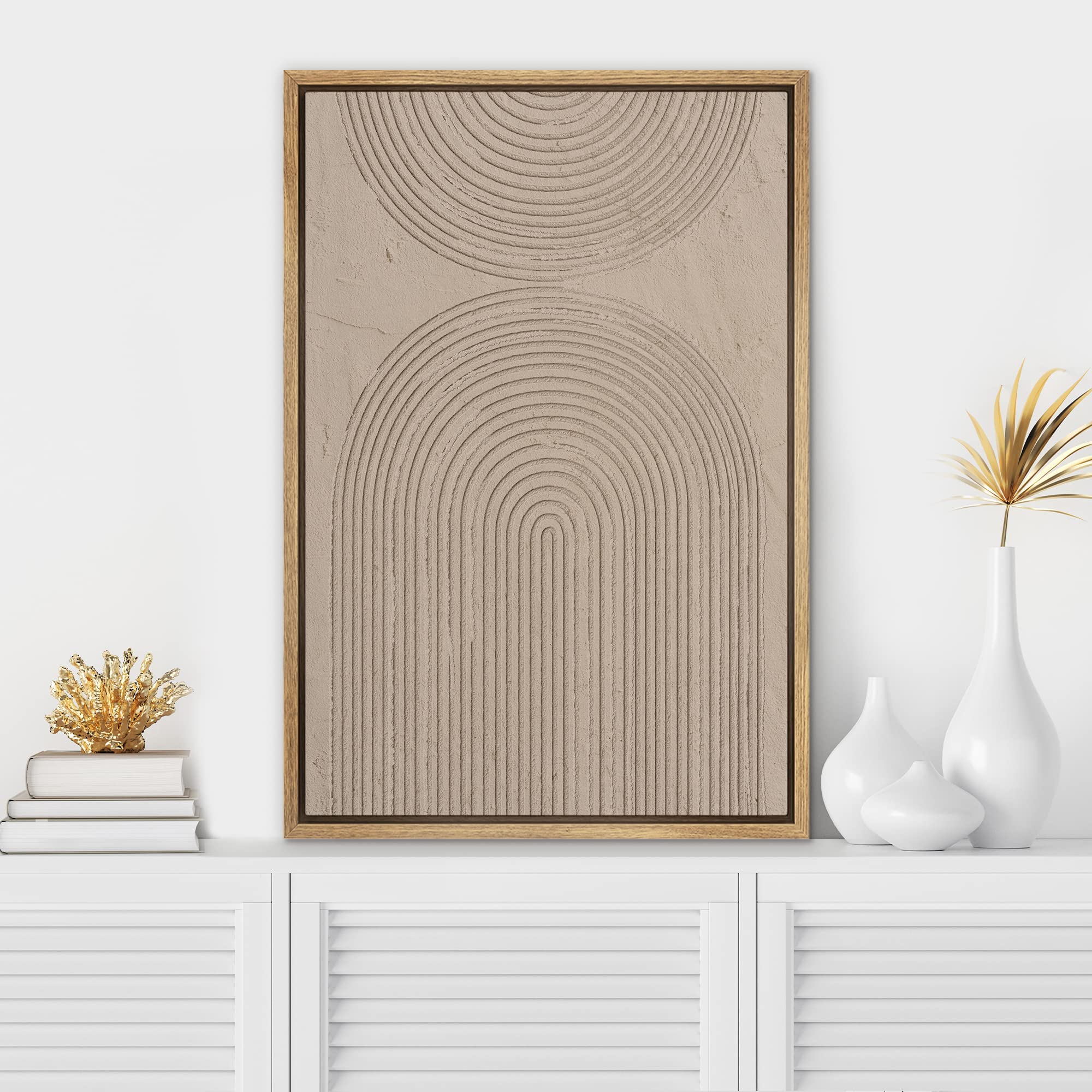 Signwin Framed Canvas Print Wall Art Pastel Geometric Line Spiral Circles Abstract Shapes Illustrations Modern Art Decorative Co