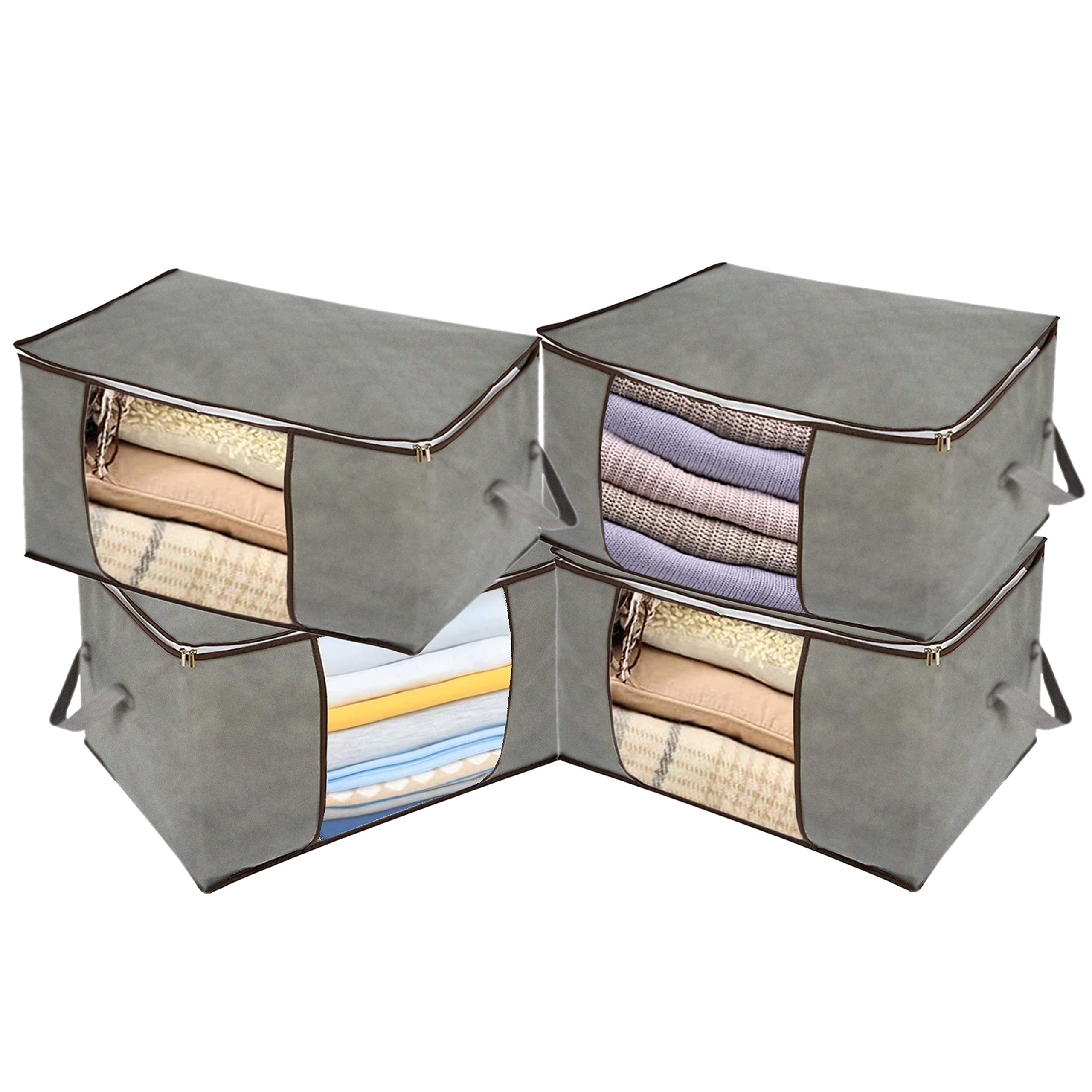 Arvanaindia Blanket Storage Bags Extra Large and Closet Organizer | Wardrobe Organiser for Clothes Foldable with Zip | Cupboard
