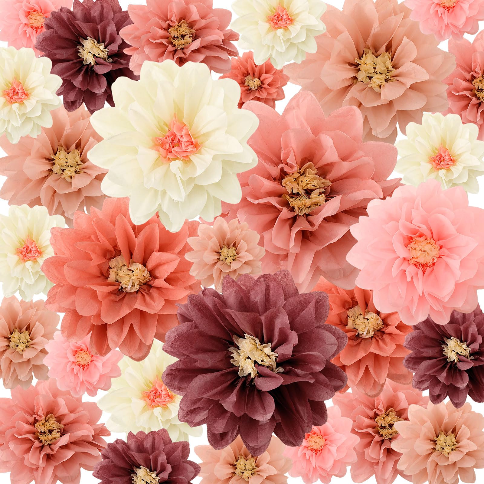 18 Pcs Mexican Paper Flowers Colorful Fiesta Tissue Paper Flowers Pom Poms Mexican Carnival Paper Flowers For Floral Party Backd