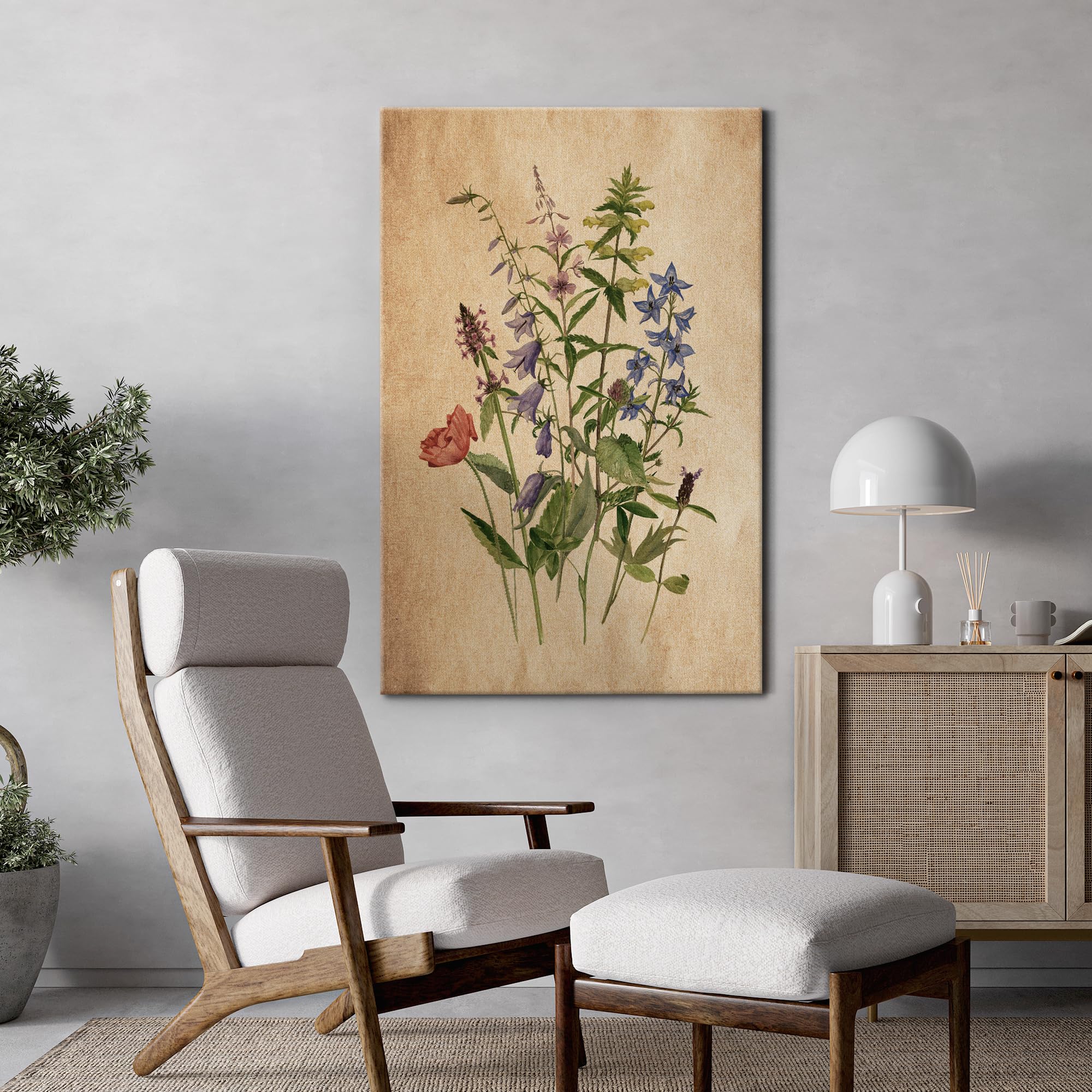 Wall26 Canvas Print Wall Art Retro Antique Wildflower Still Life Nature Wilderness Illustrations Modern Art Botanical Floral Far