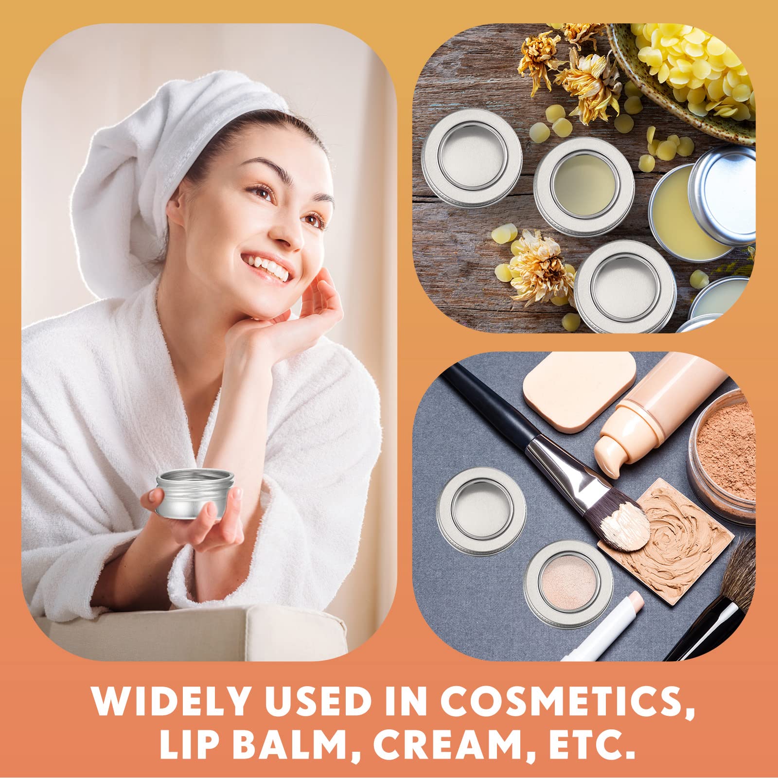 100 Pcs 0.5 Ounce Aluminum Tin Jar 15 Ml Refillable Containers Clear Top Screw Lid Round Tin Container Bottle For Cosmetic, Crea