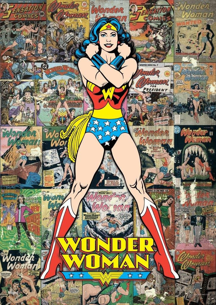 Mightyprint Dc Comics - Wonder Woman - Justice League Comic Book Collage - Durable 17    X 24 Wall Art - Not Made Of Paper - Off
