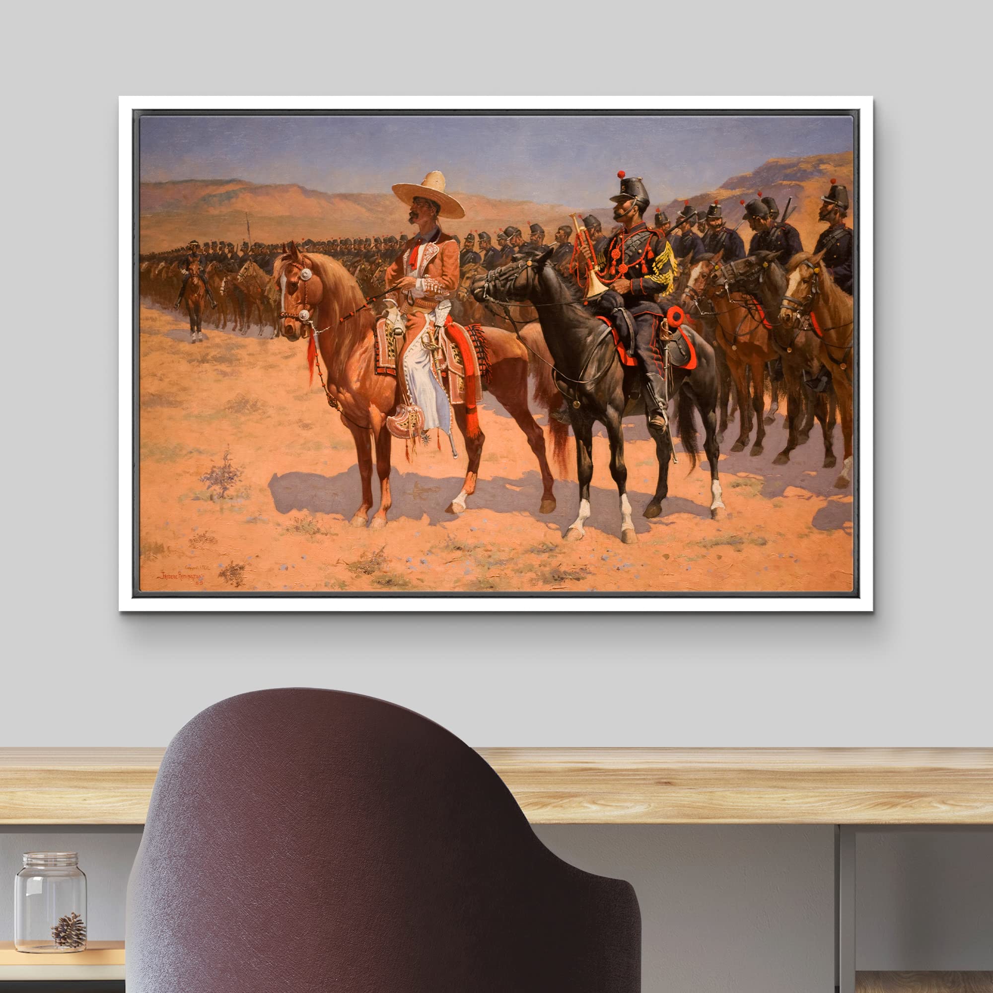Wall26 The Mexican Major (1889) (The Wild West Or The Troops) By Frederic Remington - Framed Canvas Print Wall Art Famous Painti