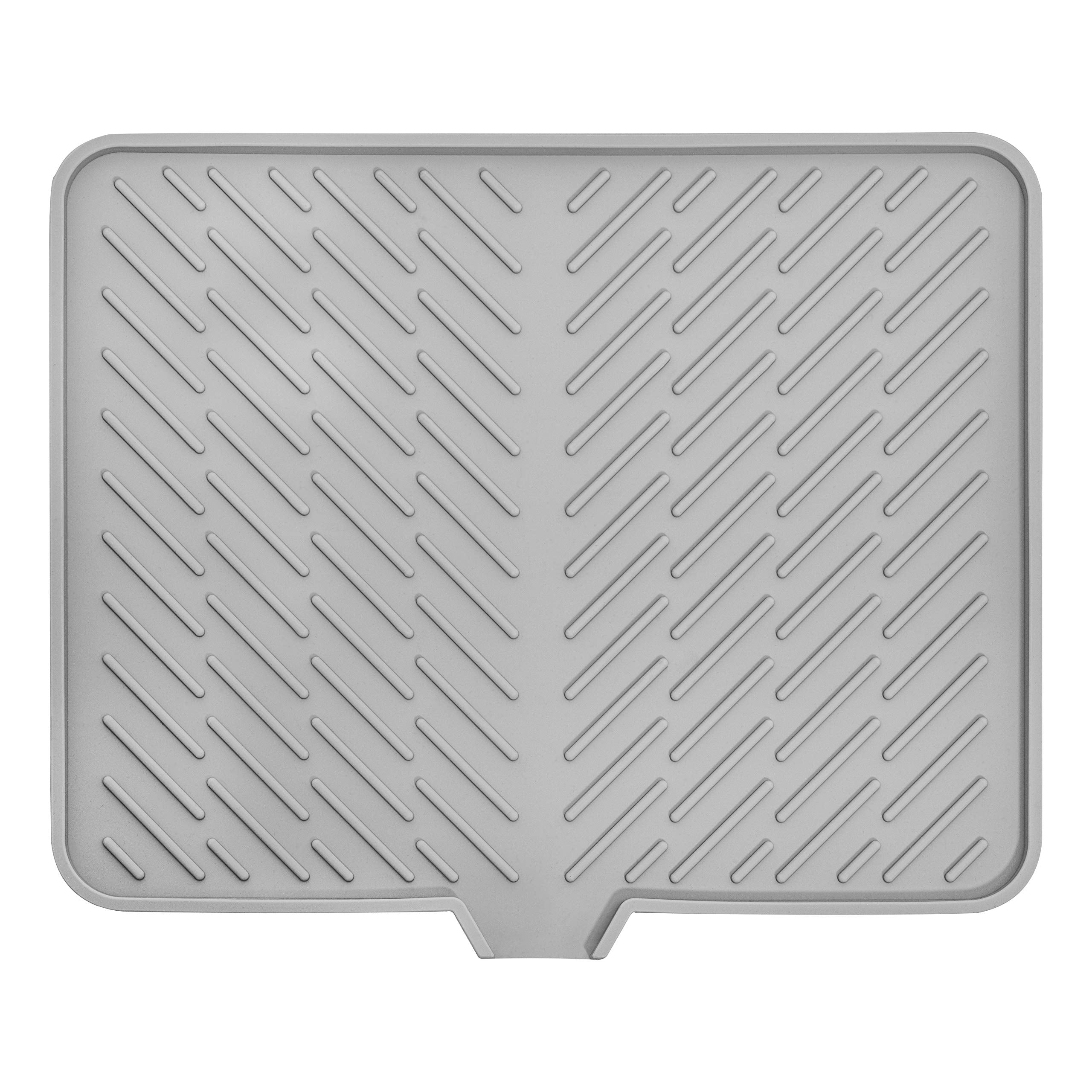 Luxet Silicone Dish Drying Mat With Built-In Drain Lip - Hygienic Drying Pad - Sturdy Compact Easy To Clean Tray Protects Surfac