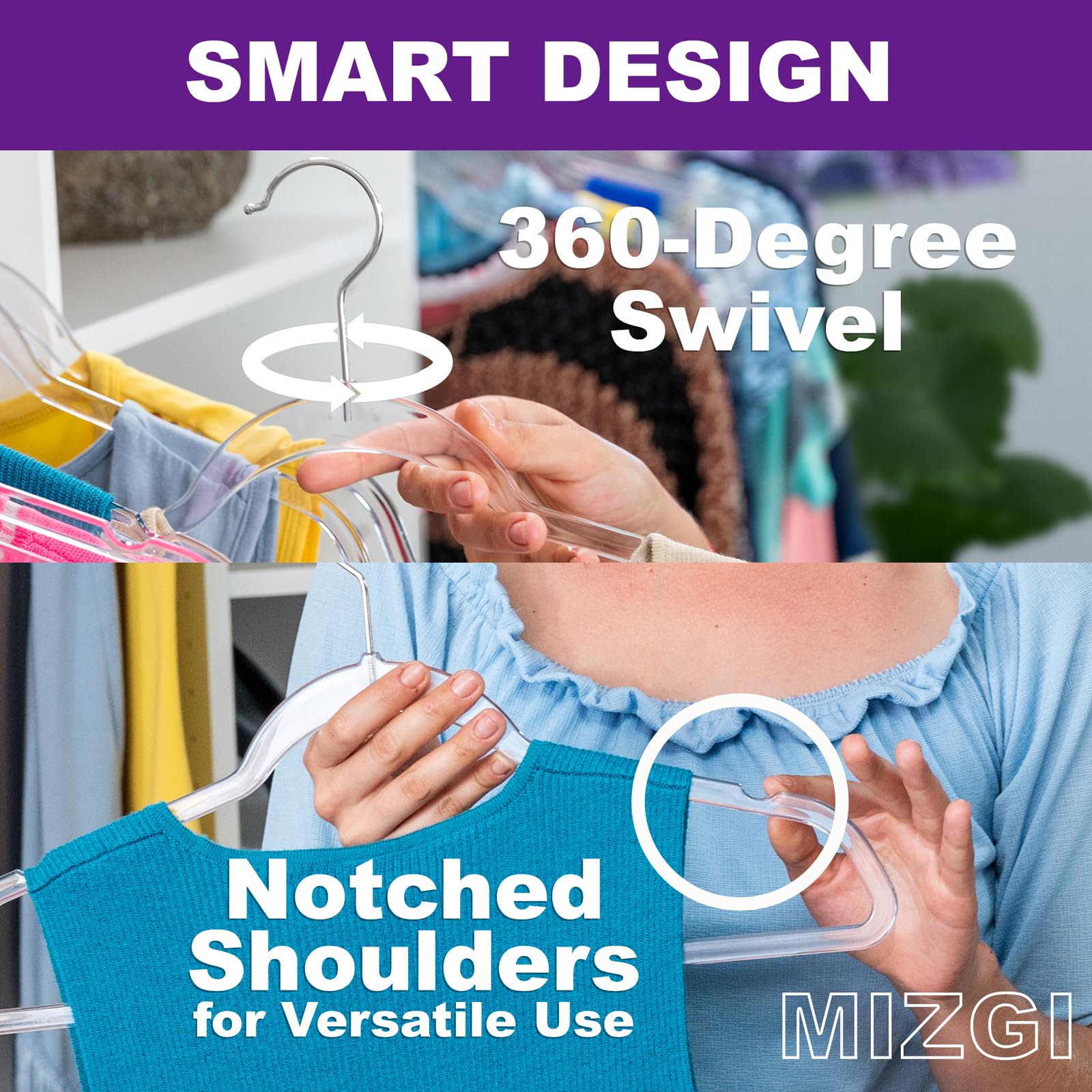 Premium Clear Invisible Acrylic Hangers,Crystal Plastic Hangers,Clear Hangers 50 Pack Ultra Slim & Space Saving Suit Hangers For