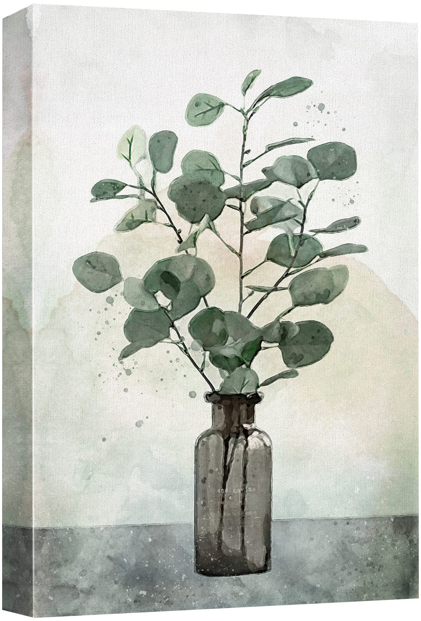 Wall26 Canvas Print Wall Art Pastel Green Forest Plant Leaves Vase Nature Wilderness Illustrations Modern Art Decorative Multico