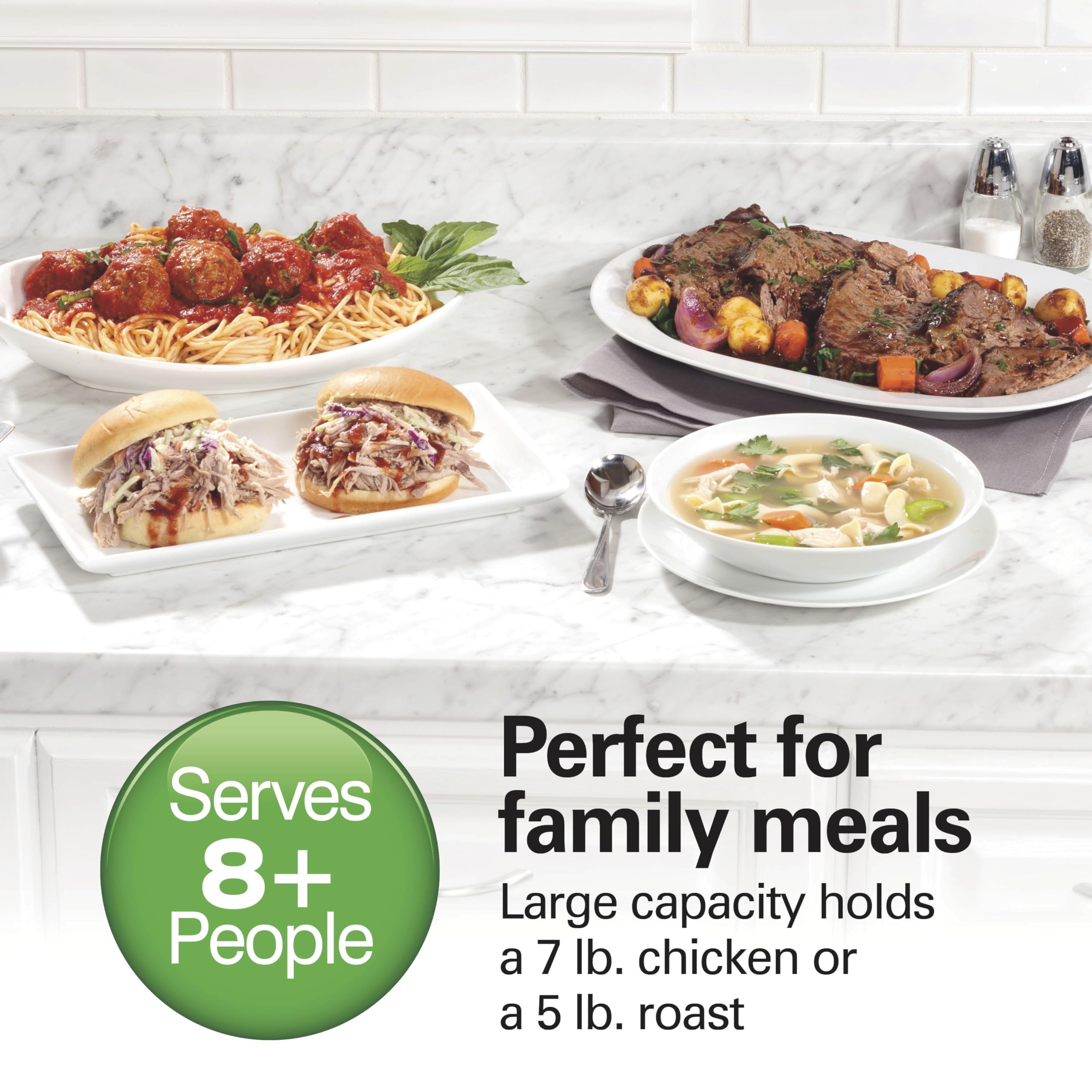 Hamilton Beach Portable 7 Quart Programmable Slow Cooker With Three Temperature Settings, Lid Latch Strap For Easy Travel, Dishw