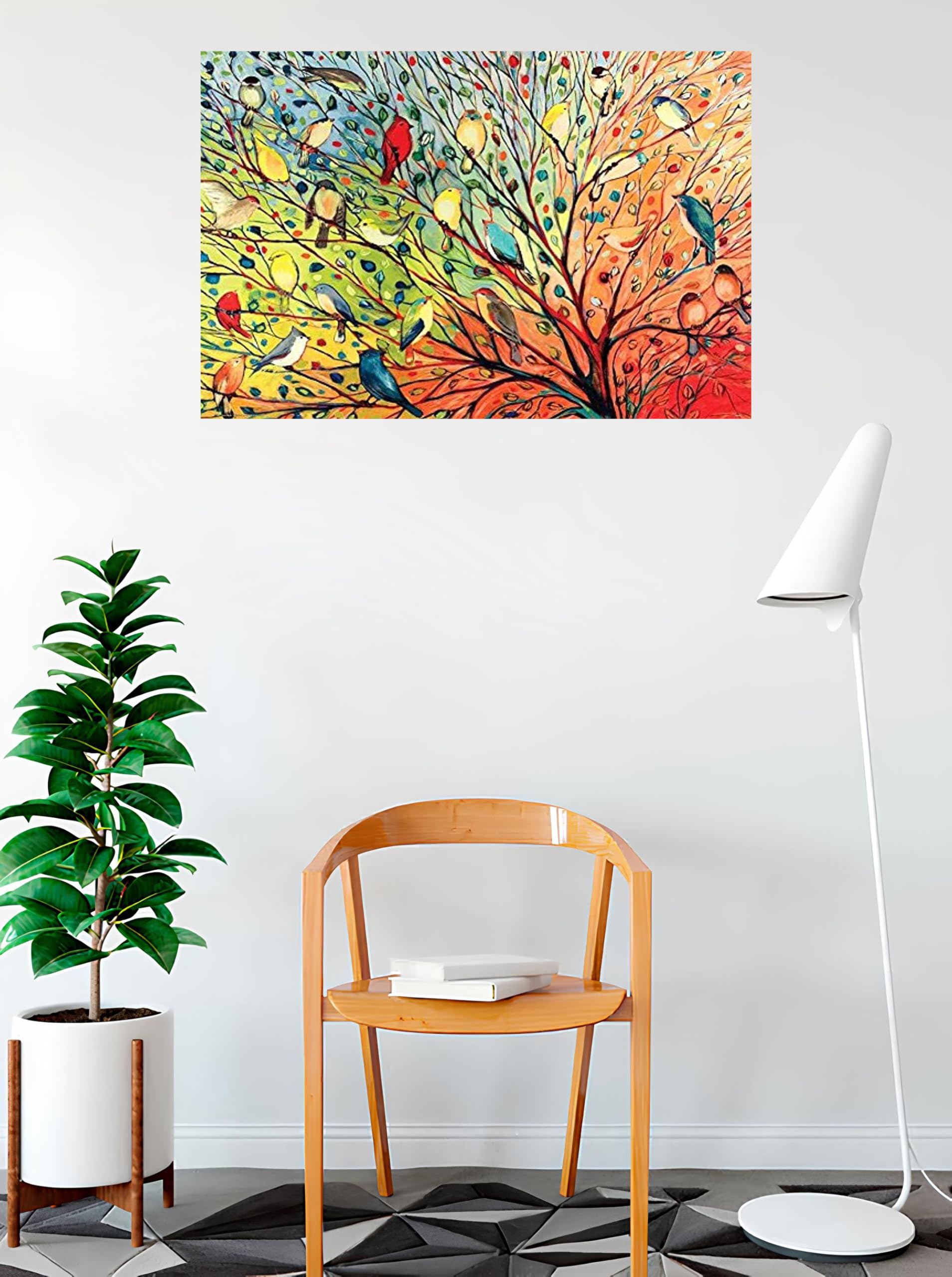 Buyartforless Tree Birds by Jennifer Lommers 36x24 Colorful Art Print Posters