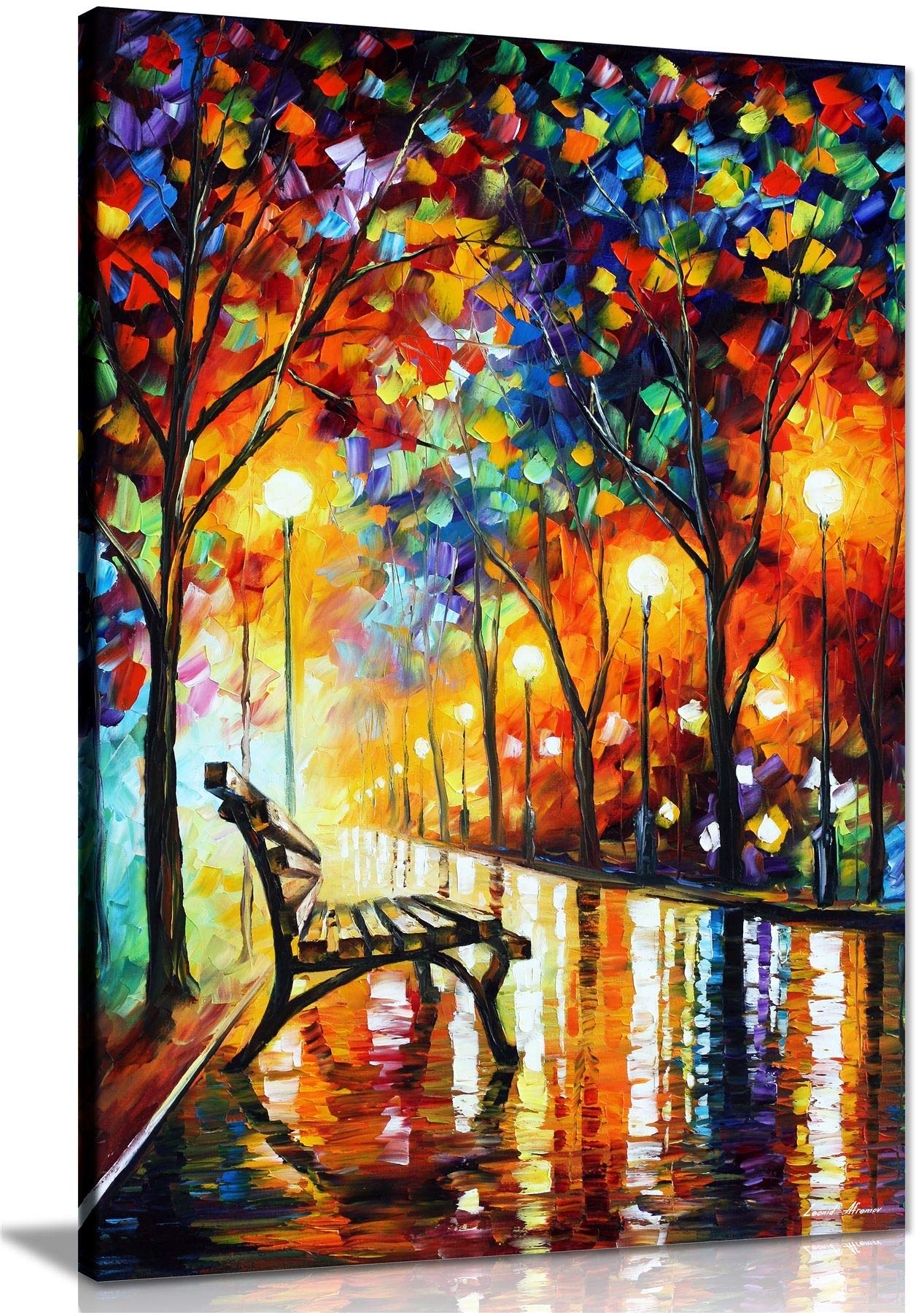 Loneliness Of Autumn By Leonid Afremov Canvas Wall Art Picture Print For Home Decor (18X12)