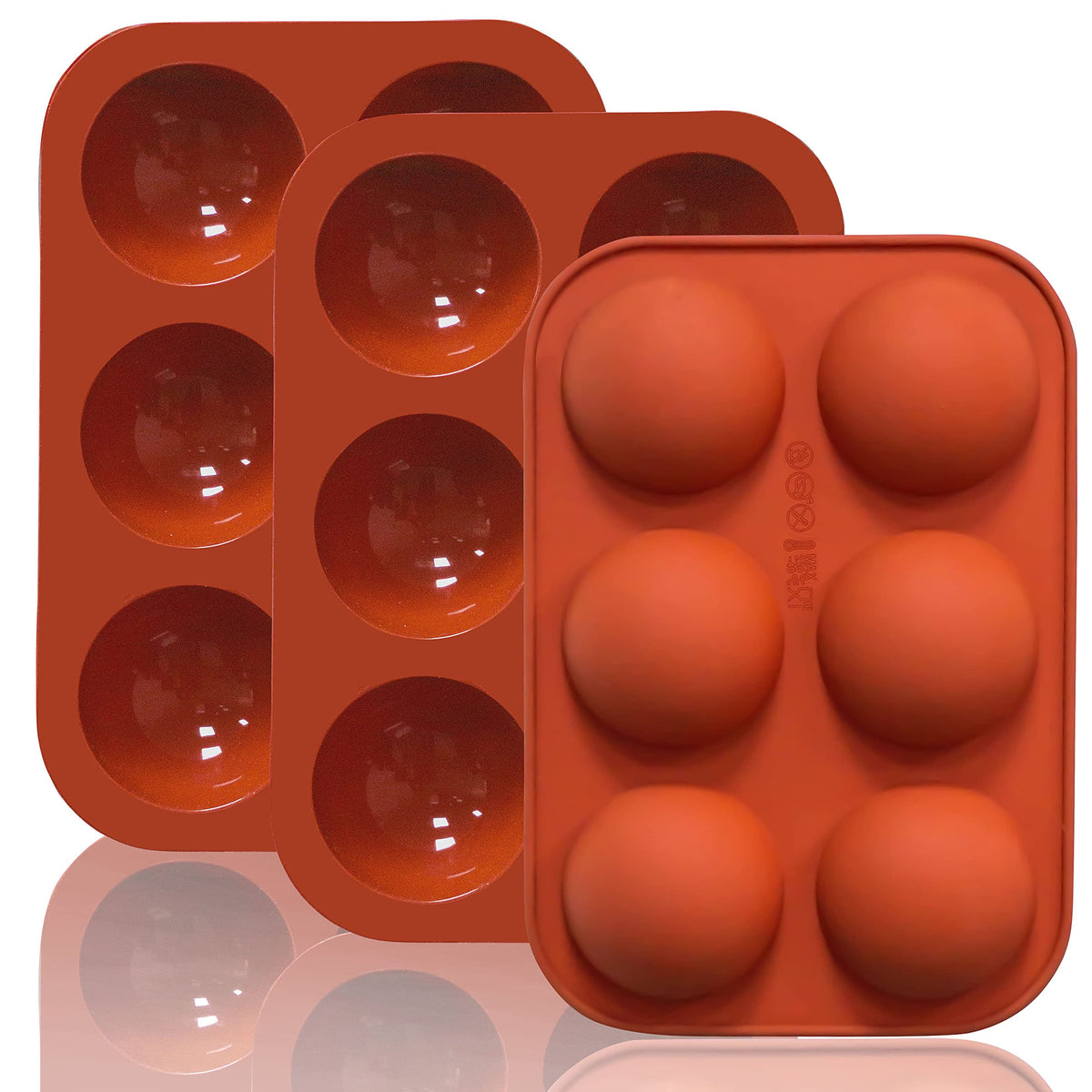 Lerykin 6 Holes Medium Semi Sphere Silicone Molds, 3 Packs Half Sphere Silicone Baking Molds For Making Chocolate, Cake, Jelly,