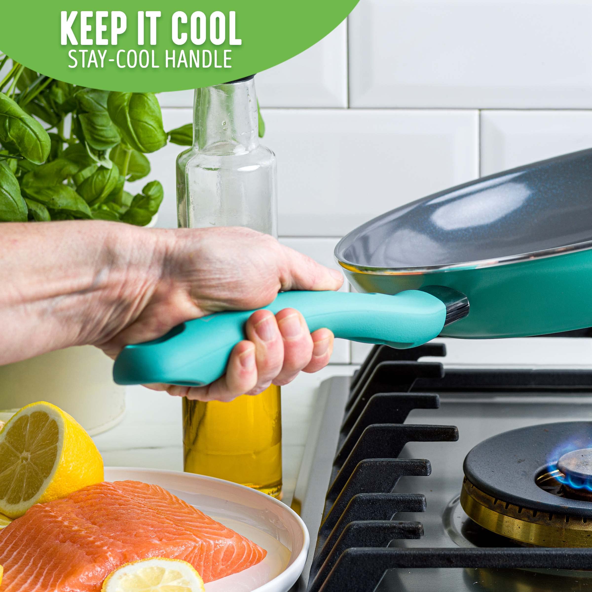 Greenlife Soft Grip Diamond Healthy Ceramic Nonstick, 13'' Frying Pan Skillet With Helper Handle, Pfas-Free, Dishwasher Safe, Tu