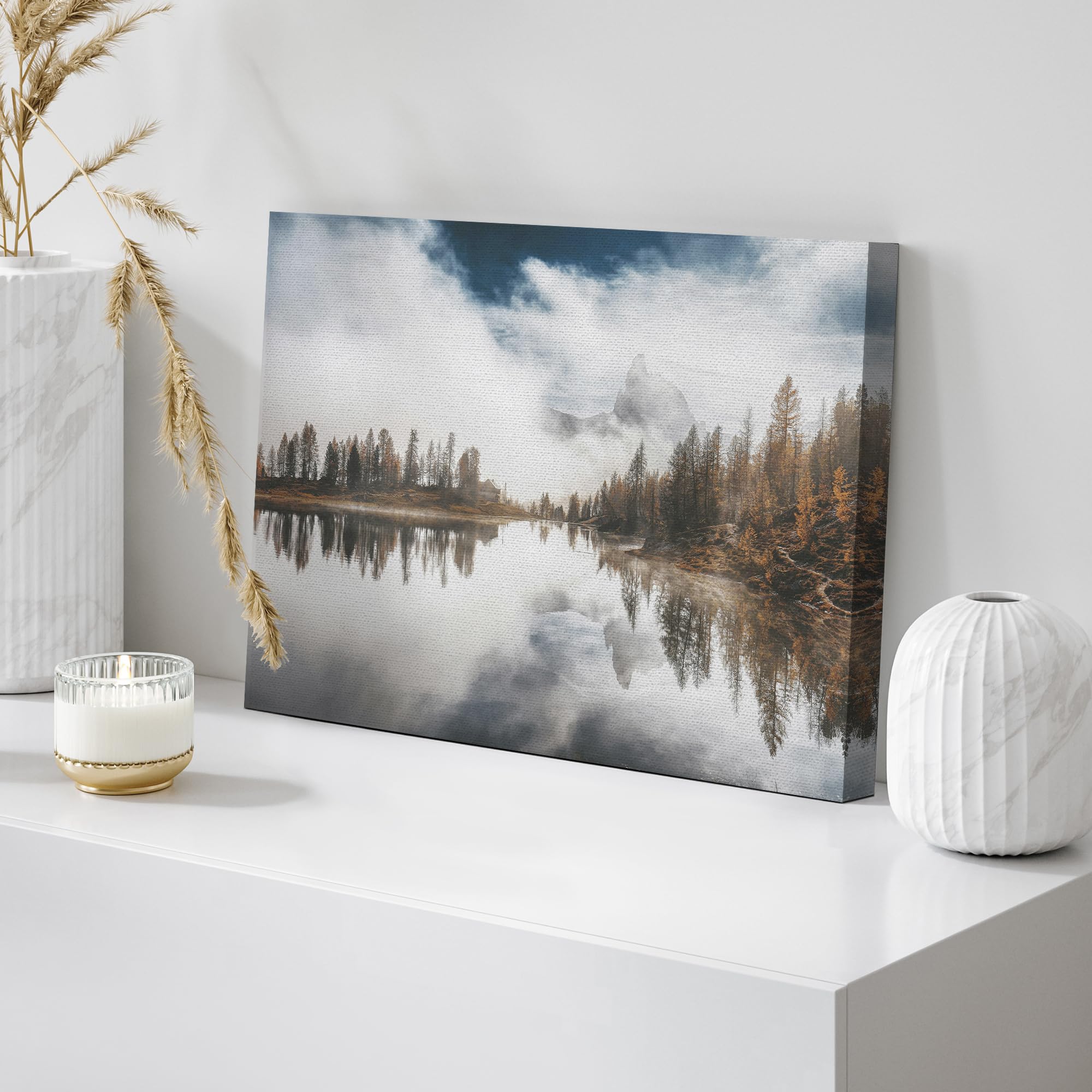 Wall26 Canvas Print Wall Art Misty Mountain Reflection Tranquil Photography Realism Bohemian Scenic Relax/Calm Cool For Living R