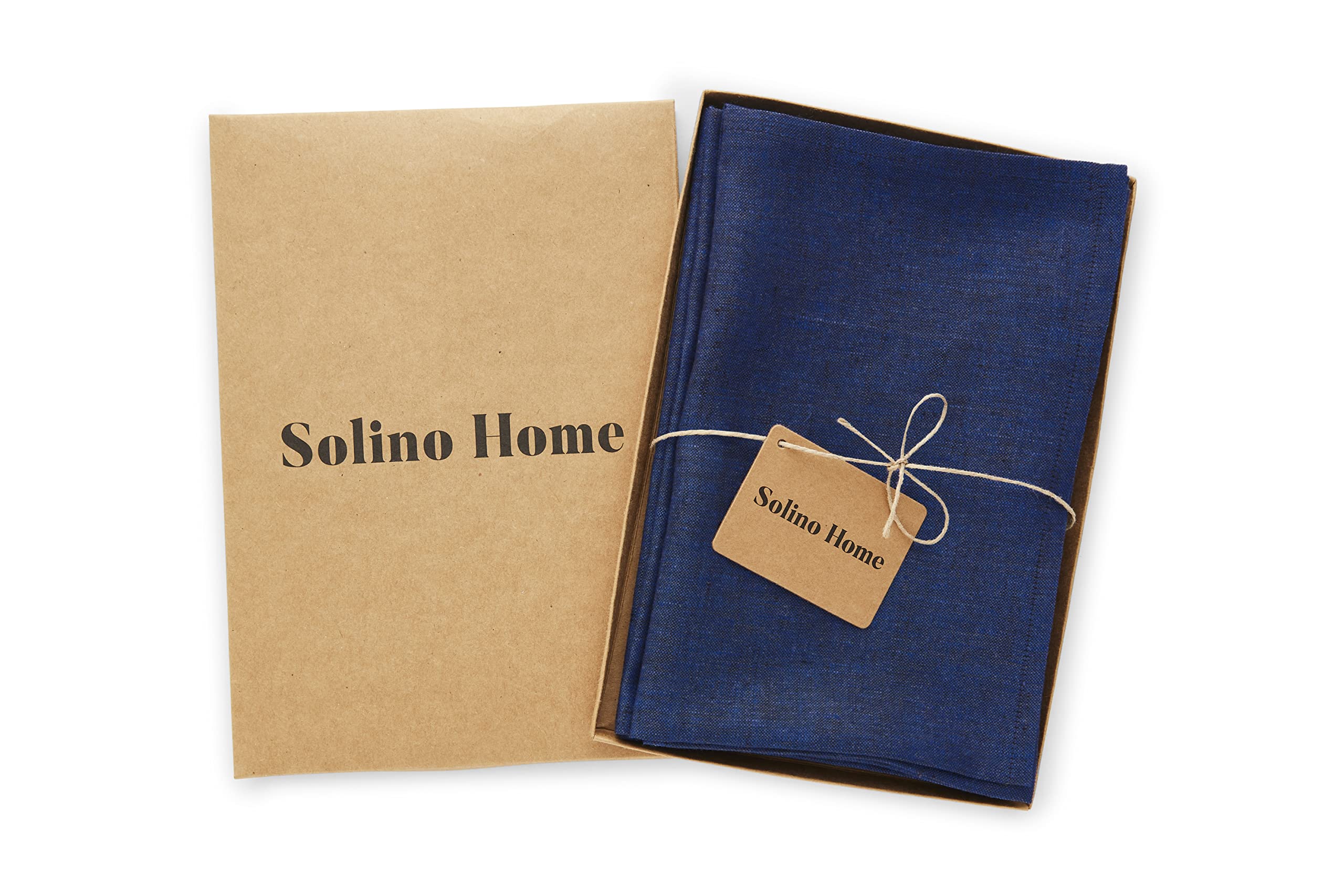 Solino Home Linen Dinner Napkins 20 X 20 Inch - 100% Pure Linen Royal Blue Cloth Napkins Set Of 4 For Spring, Easter - Athena, H