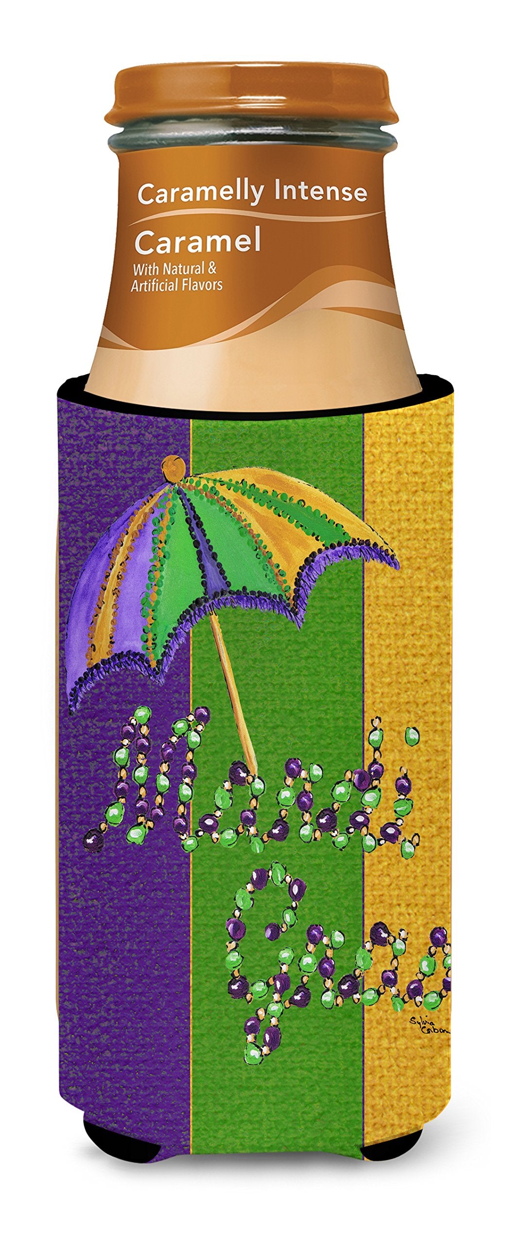 Mardi Gras Second line umbrella Ultra Beverage Insulators for slim cans 8373MUK
