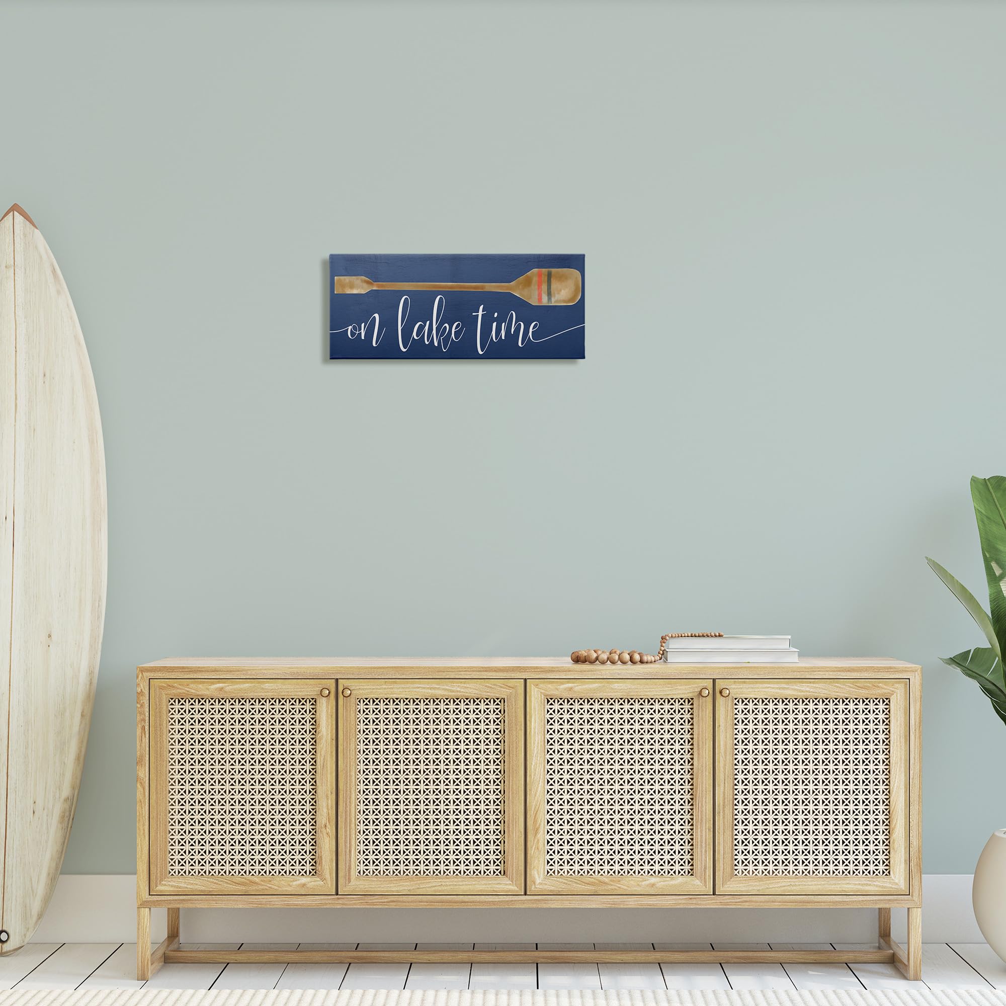 Stupell Industries On Lake Time Phrase Boat Oar Over Blue Canvas Wall Art Design By Daphne Polselli