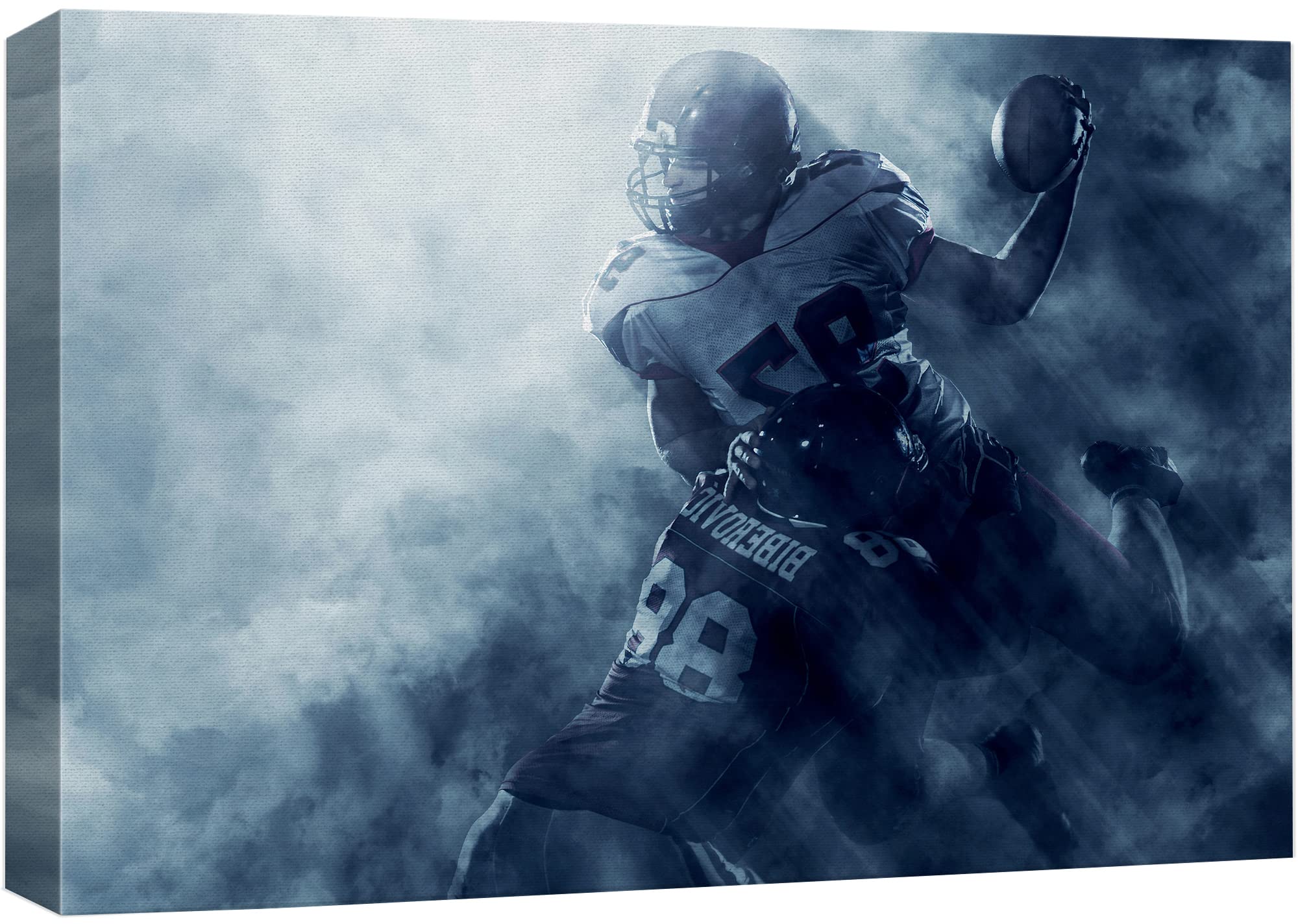 Wall26 Canvas Print Wall Art Dark Light & Shadow Mist Football Player Tackle Athletes Sports & Fitness Photography Realism Decor