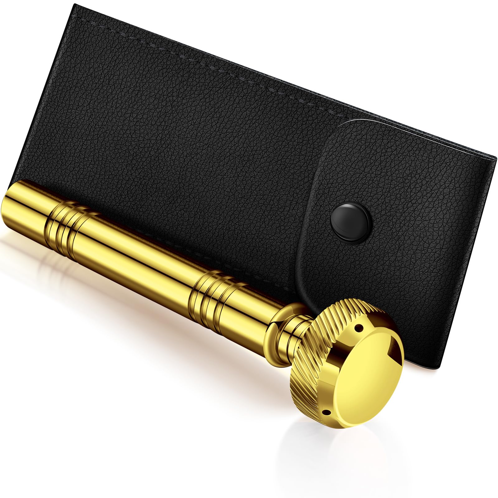 Vesici Christian Pocket Holy Water Sprinkler with Leather Carrying Case Religious Pocket Aspergillum Stainless Steel Holy Water 