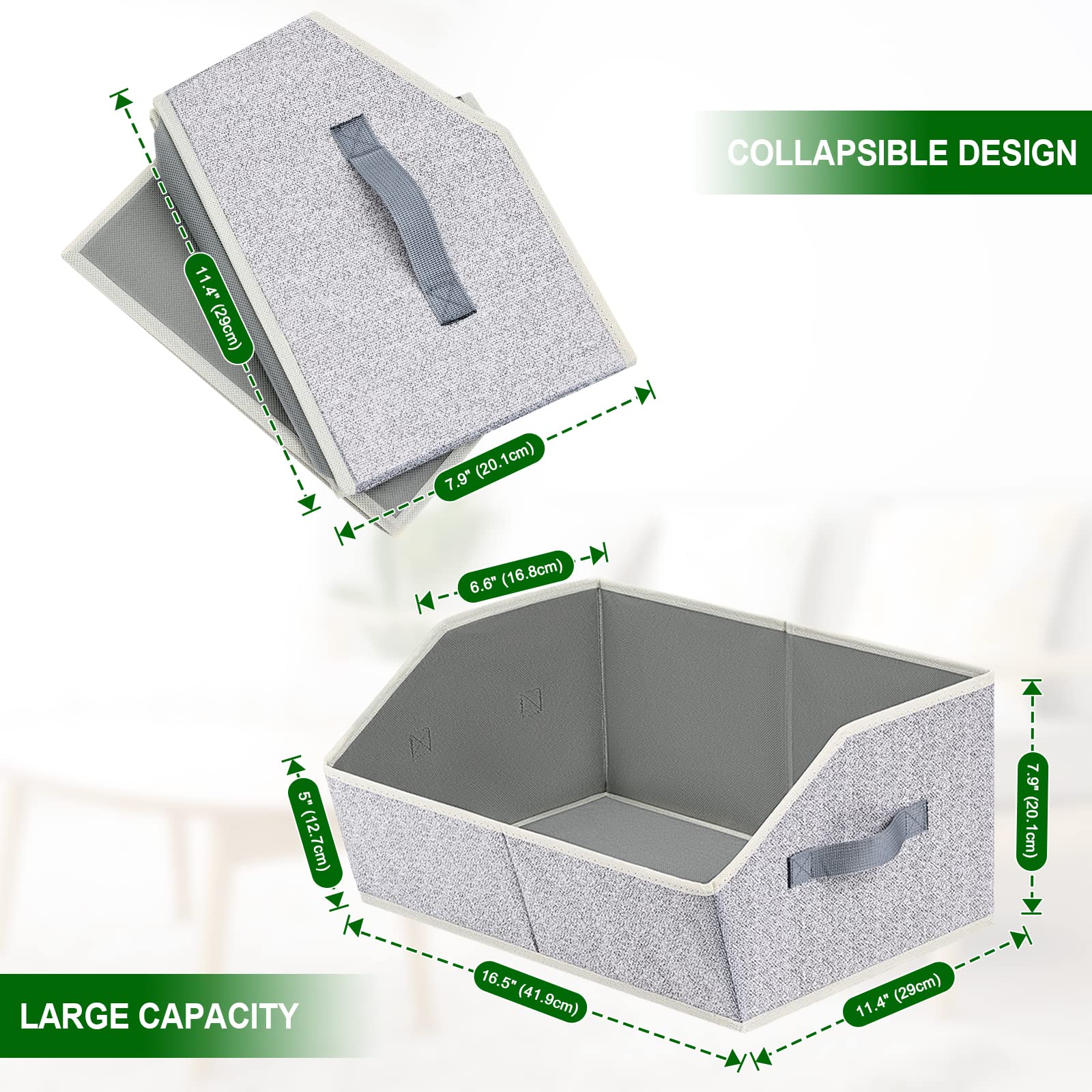 Homsorout Closet Organizers Bins 6 Packs - Large Closet Shelf Organizer With Handles, Fabric Trapezoid Storage Bins For Bins And
