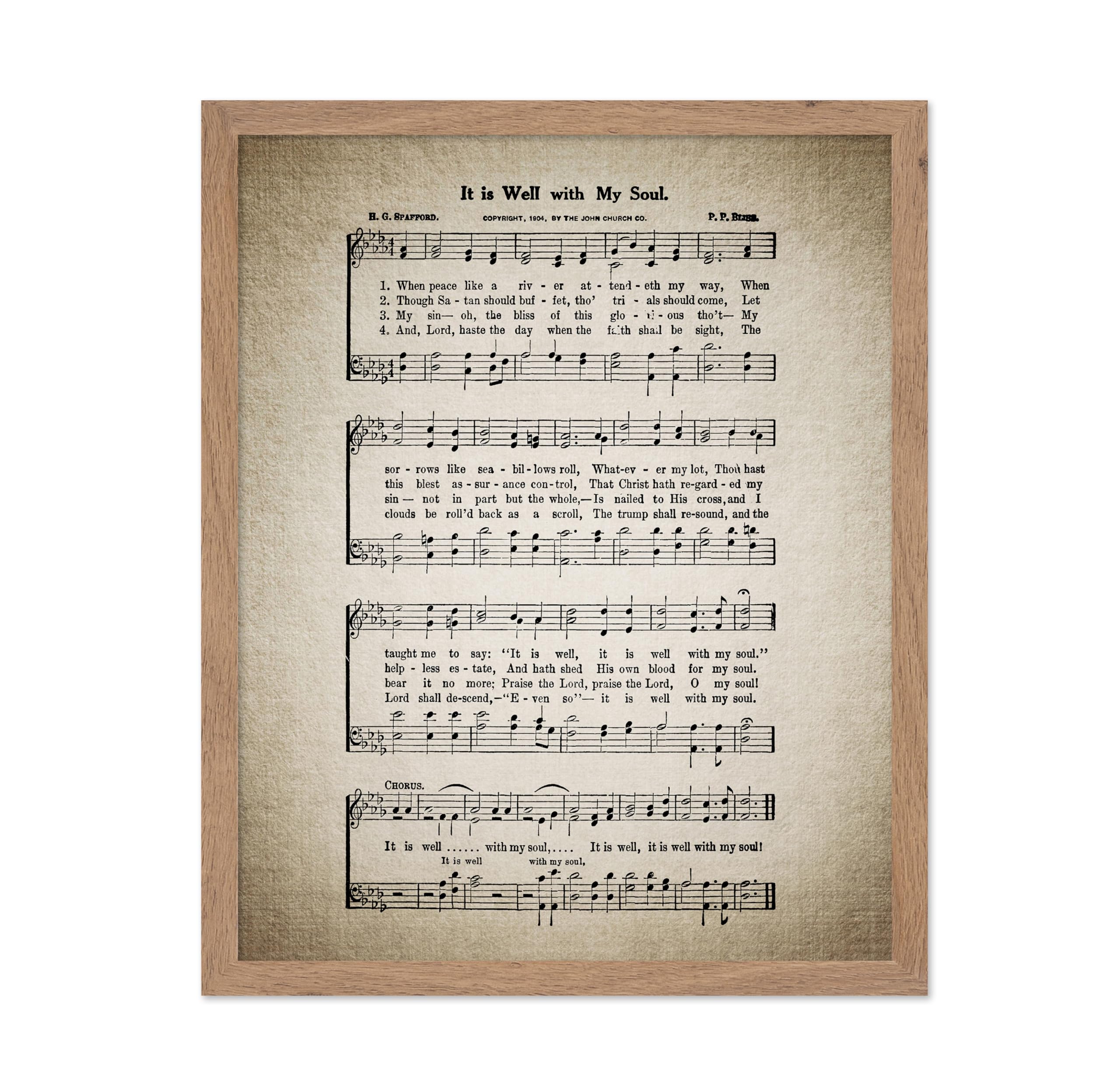 Poster Master Vintage Music Sheet Poster - Retro Hymnal Print - Gift for Musician, Friend - It Is Well With My Soul, Hymn, Verse