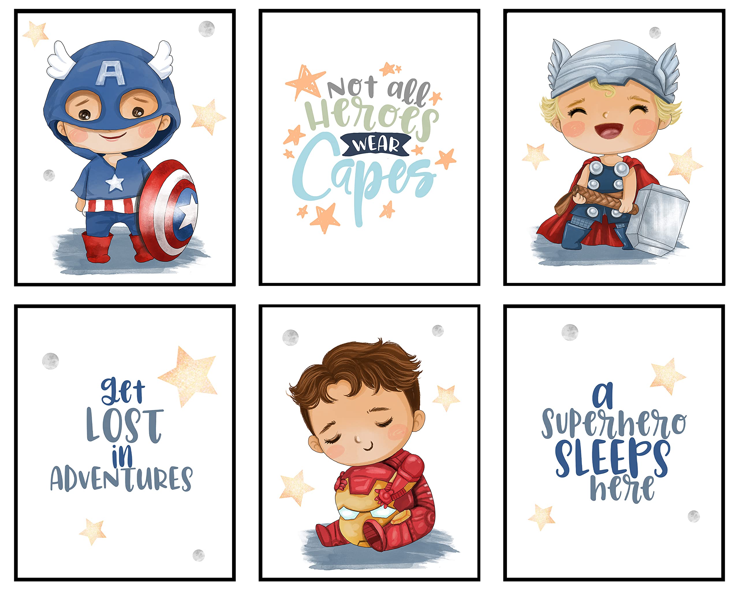 Silly Goose Gifts A Superhero Sleeps Here - Darling Baby Super Hero Themed Wall Art Print Room Nursery Decor (Lost in Adventures