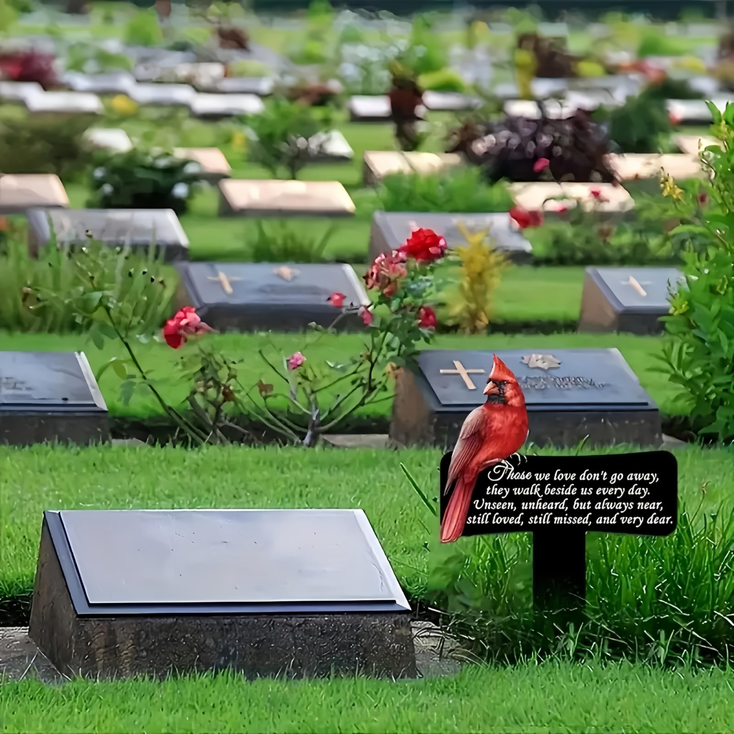 11.8 inch Cardinals Memorial Grave Markers Metal Cemetery Decorations Loss of Dad Mom Spouse Lover Relatives Family Members Gard