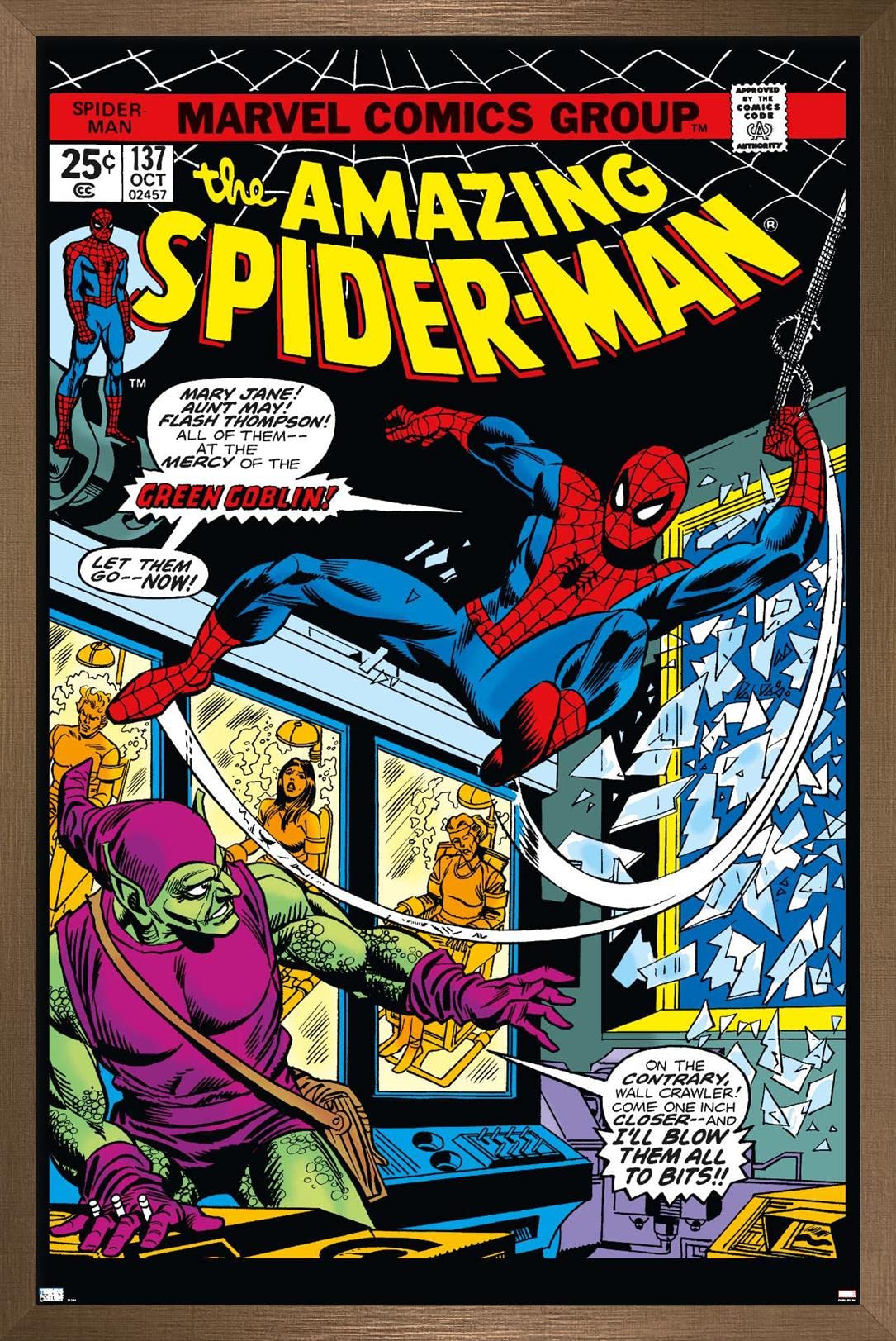 Trends International Marvel Comics - Spider-Man - Amazing Spider-Man #137 Wall Poster, 22.37'' X 34.00'', Bronze Framed Version