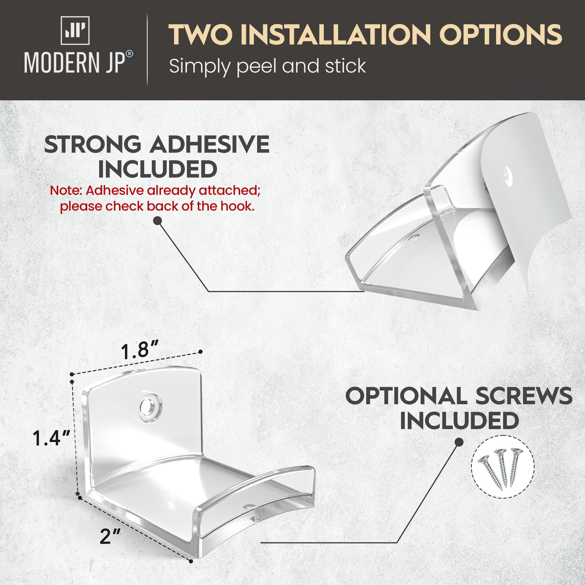 Modern Jp Adhesive Hat Hooks For Wall (12-Pack) - Cowboy Hat Rack, Wide Brim Hat Organizer, Strong Hold Hat Hangers For Wall - C