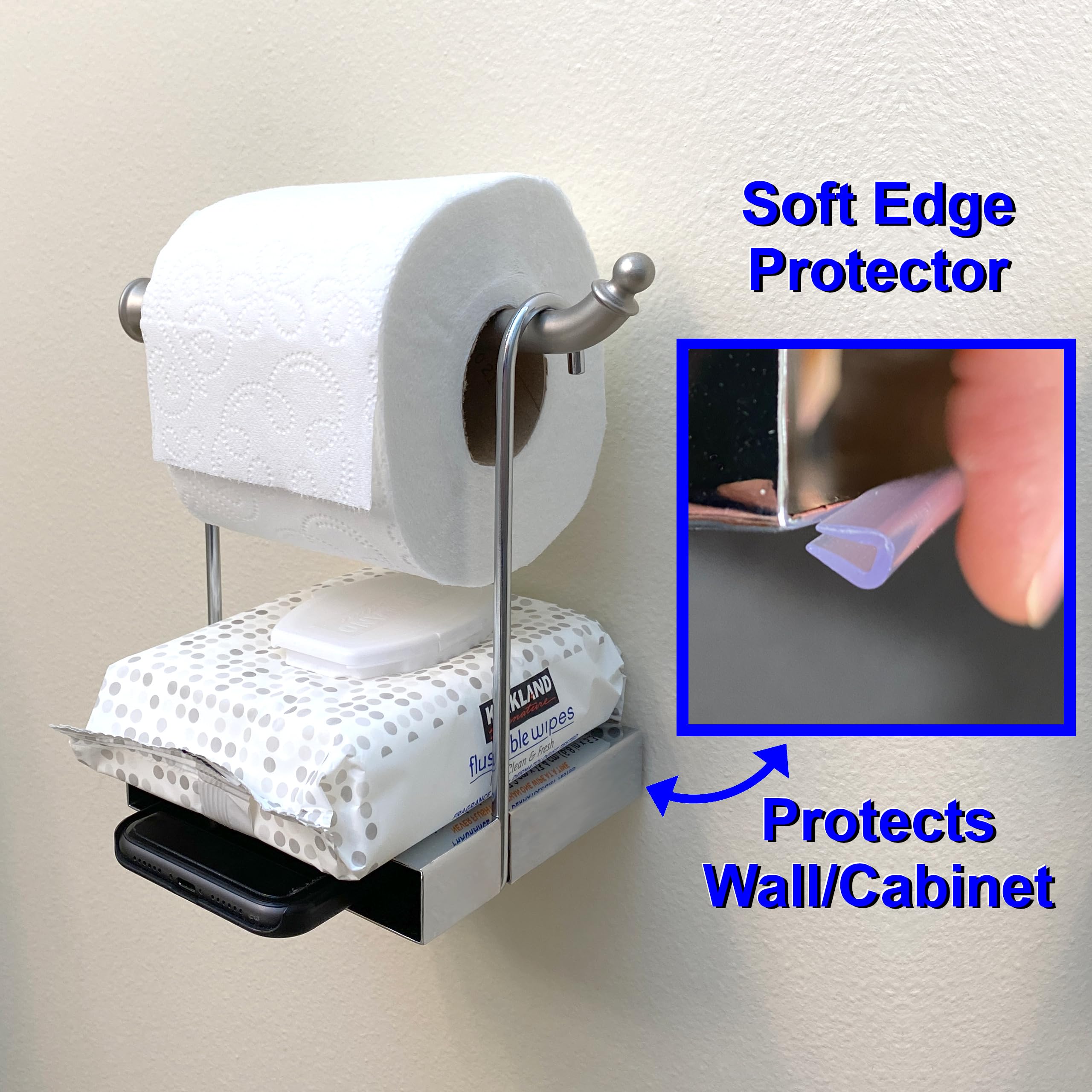 Tp Ledge - Multi-Purpose Double Shelf Hangs Below Existing Toilet Paper Holder