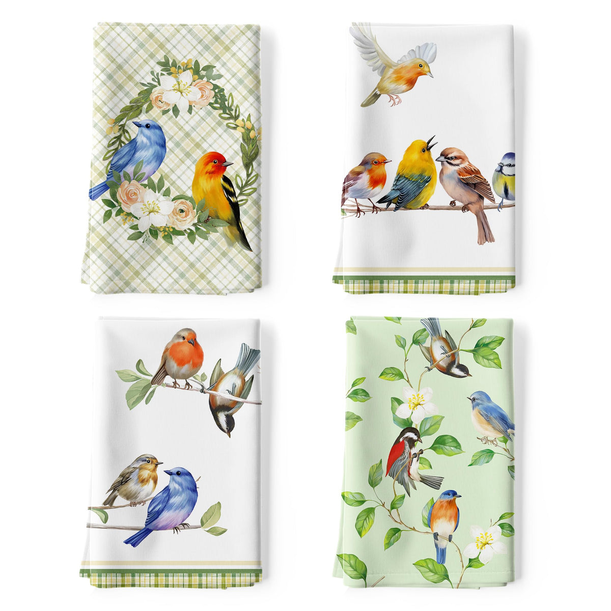 Arquiel Spring Birds Kitchen Towel 100% Cotton Quick Dry Dish Towels 20 X 27.5Inch, Dishcloth Hand Towels For Housewarming Gifts