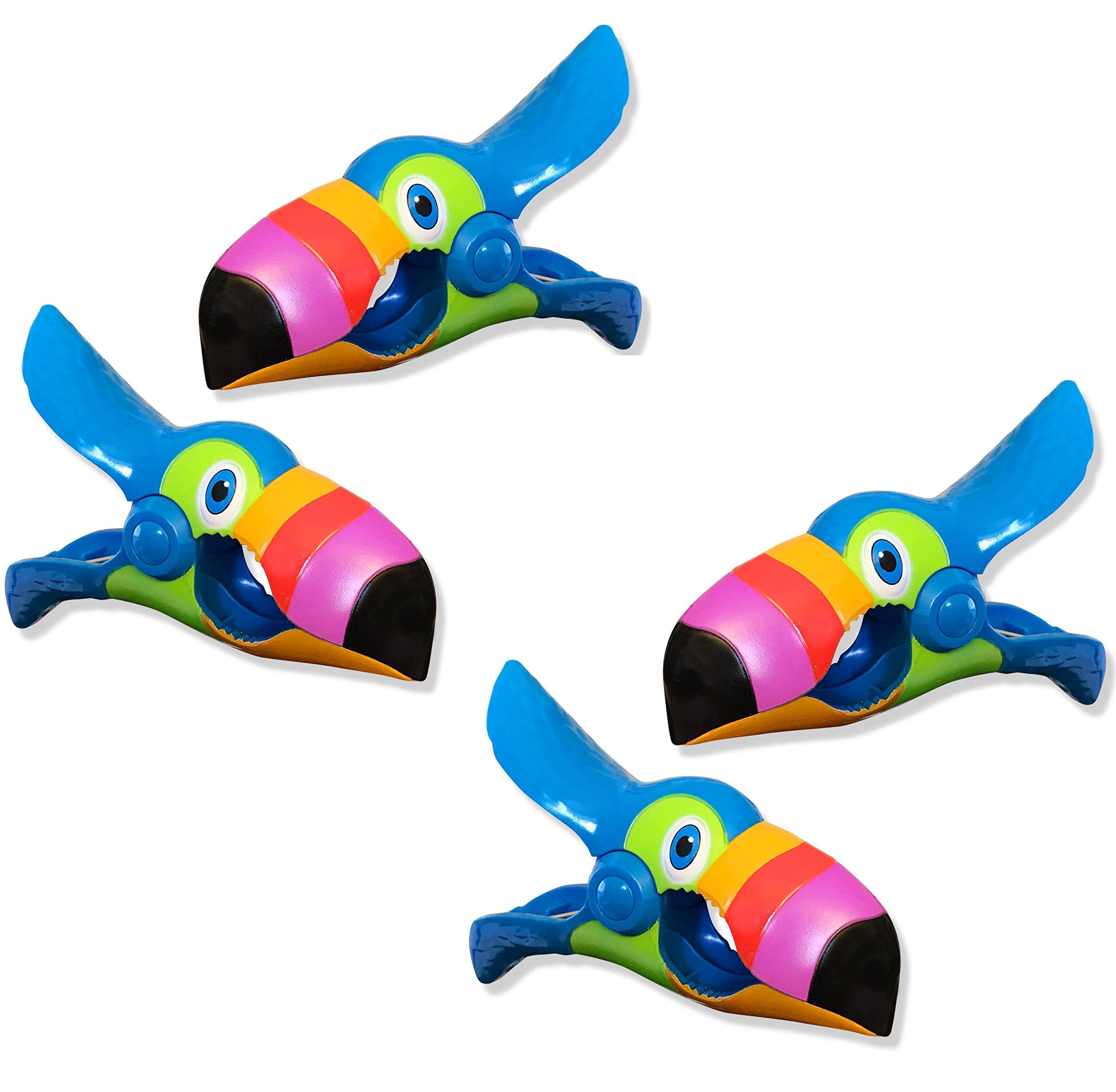 O2Cool Bocaclips - Beach Towel Clips For Beach Chairs, Patio And Pool Accessories Clothes Pins Or Bag Clips - (Toucan) 4 Clips