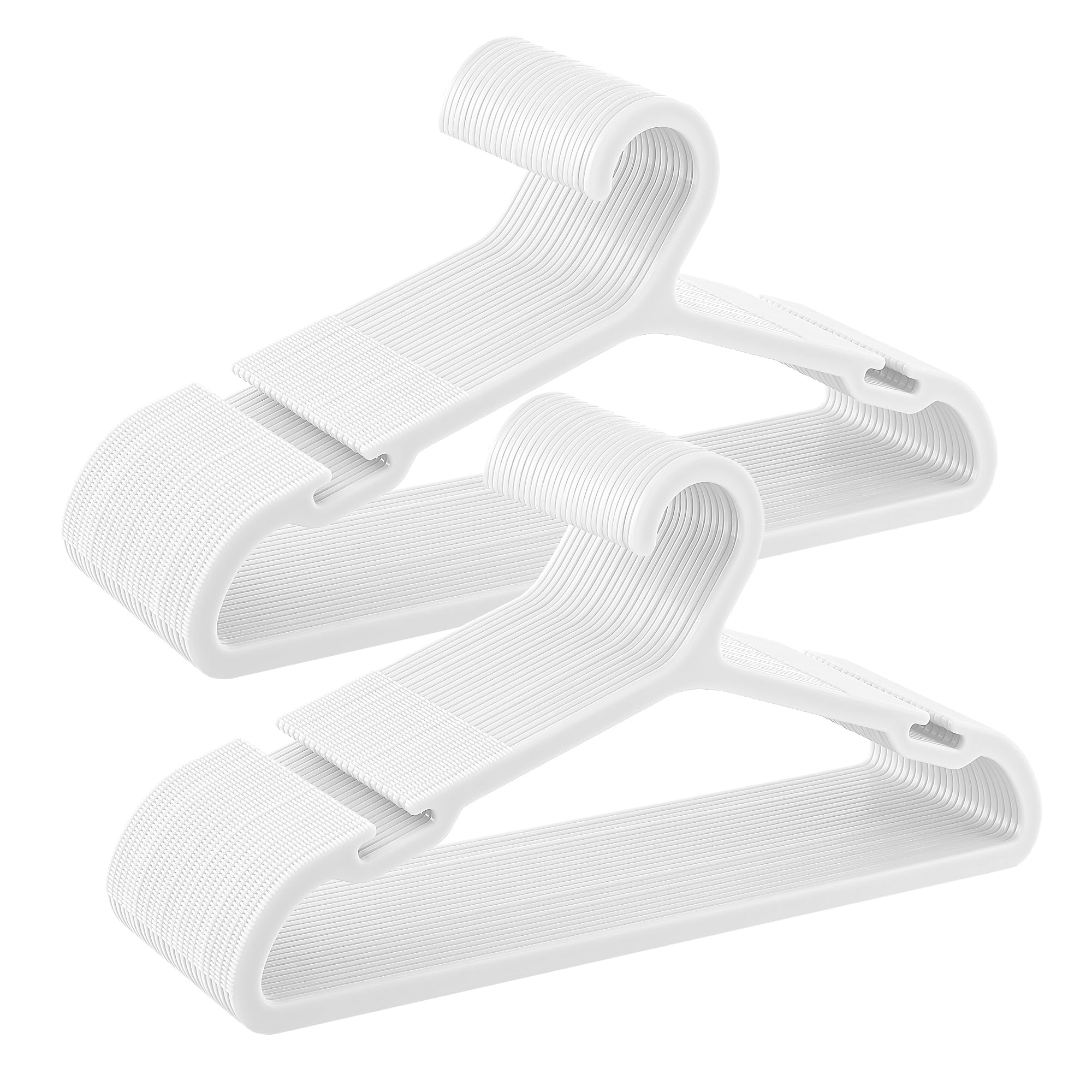SONGMICS Clothes Hangers, Pack of 50, Plastic Hangers, with Wide Shoulder Notches, Space-Saving Coat Hangers, 16.4 Inches Wide, 
