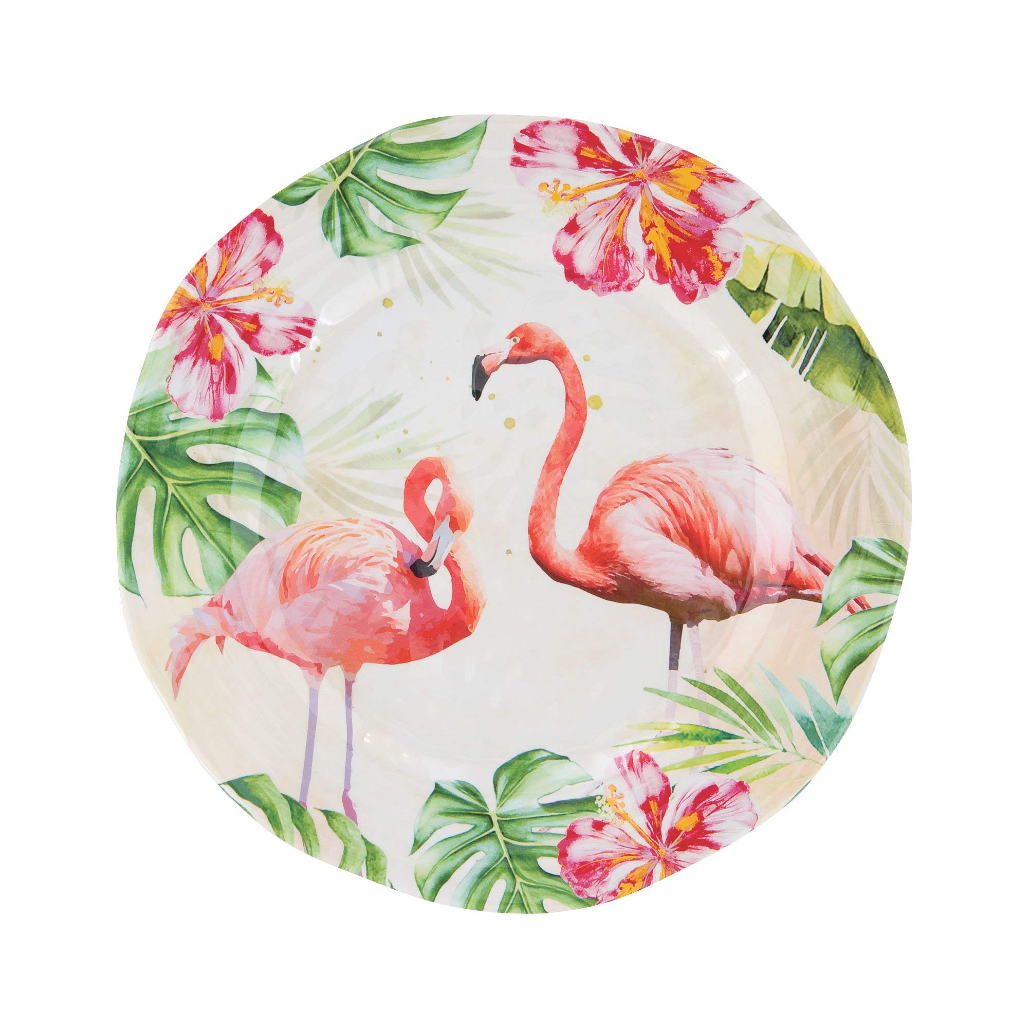 UPware 12-Piece Melamine Dinnerware Set, Includes Dinner Plates, Salad Plates, Bowls, Service for 4 (Flamingo)