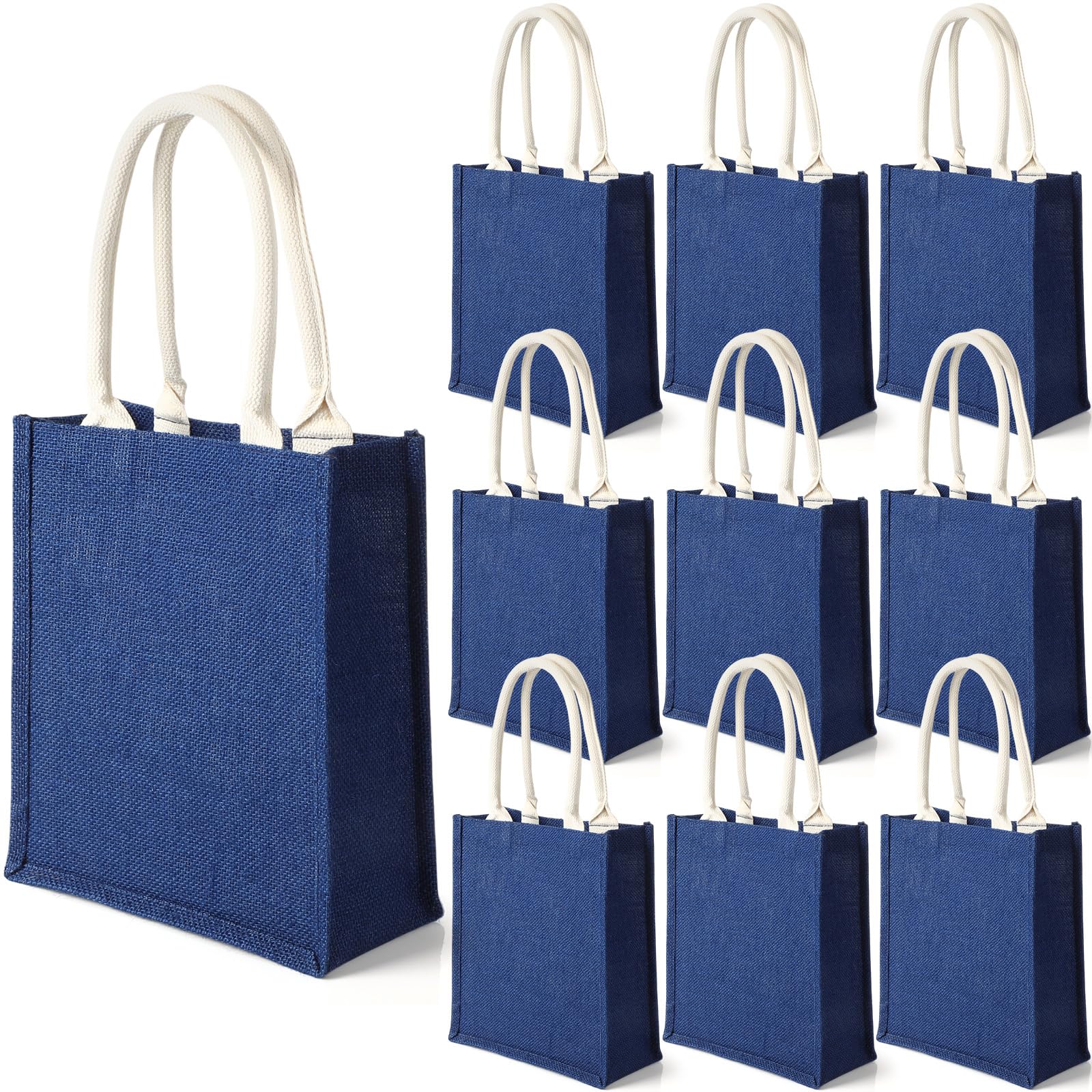 Saintrygo 10 Pcs Burlap Tote Bags Burlap Gift Tote with Handles Reusable Beach Bridesmaid Welcome Bags for DIY Wedding Shopping 