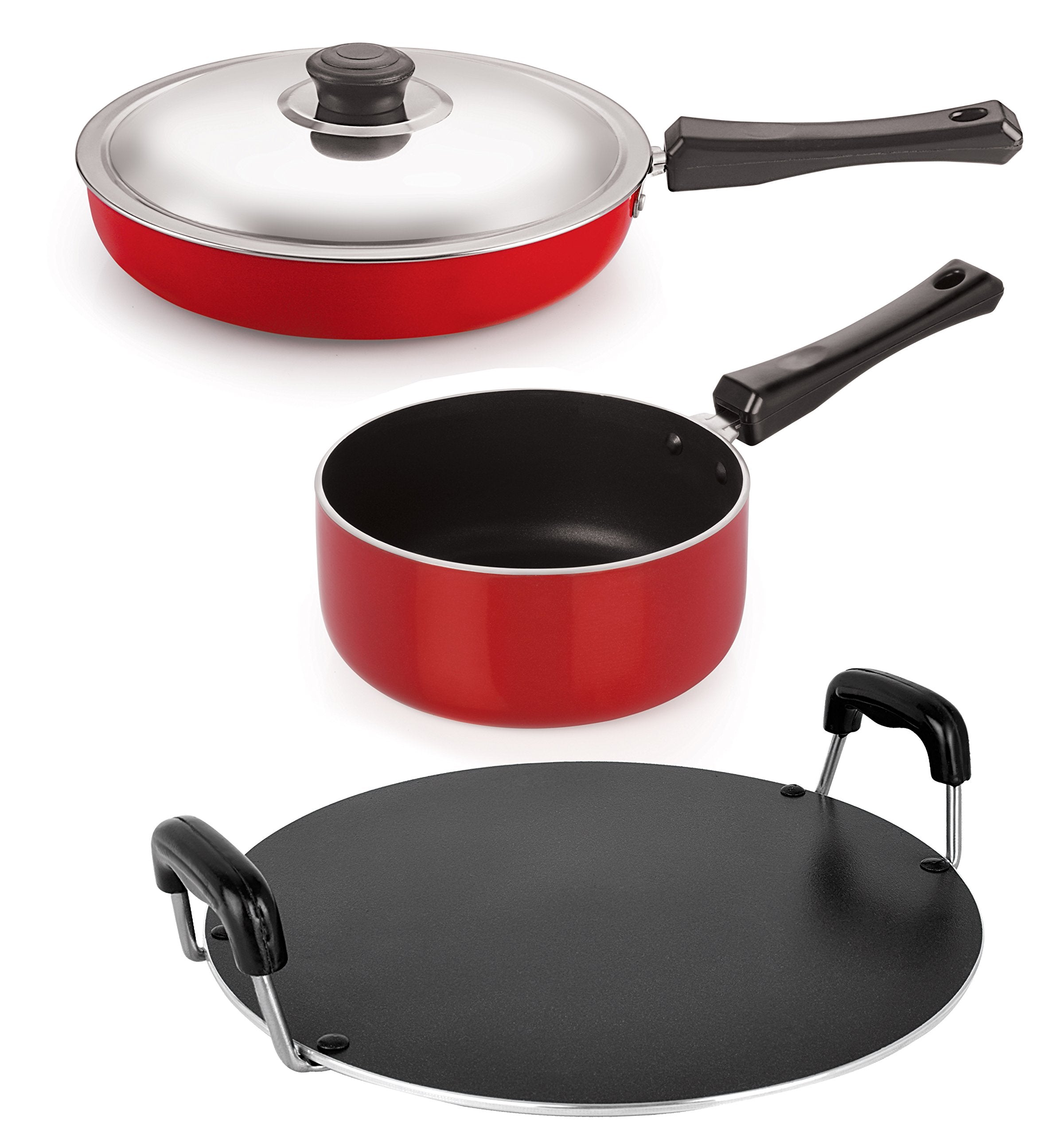 Nirlon 3 Piece NonStick Coated Gas Compatible Kitchenware Combo Set