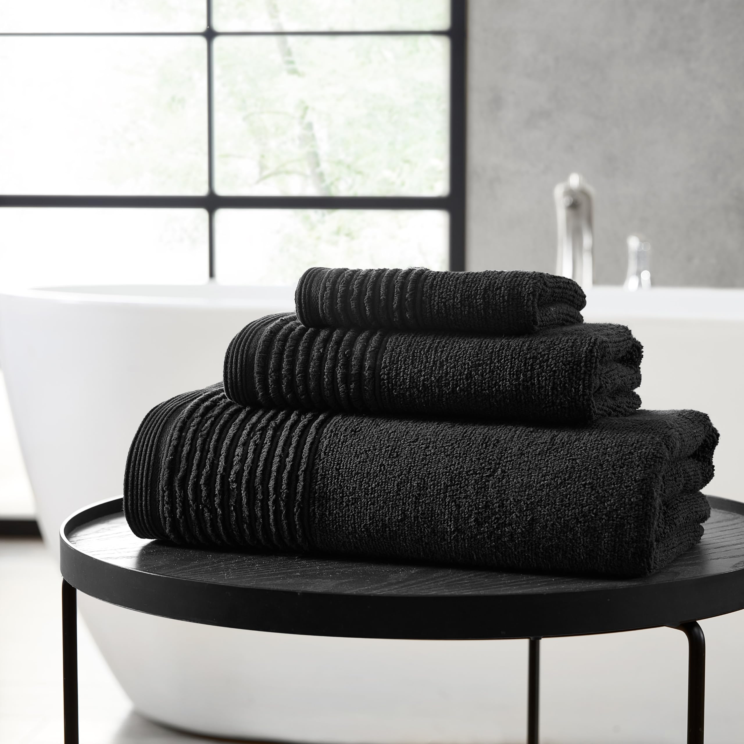 Vera Wang - Bath Towels Set, Luxury Cotton Bathroom Decor, Highly Absorbent & Medium Weight, Oeko-Tex Certified (Sculpted Pleat