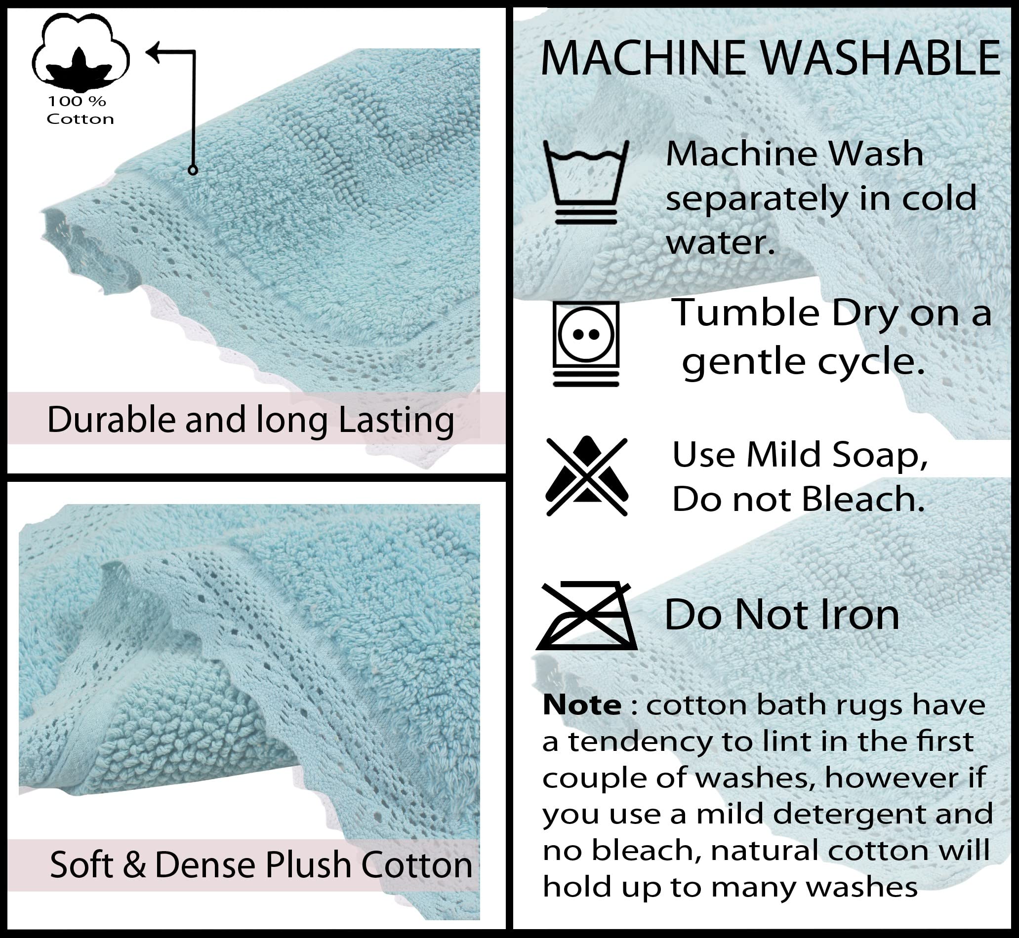 Home Weavers Opulent Reversible Bathmat 100% Cotton Bathroom Rugs Set, Bathroom D  Cor, Washable Rug, Extra Soft And Absorbent B