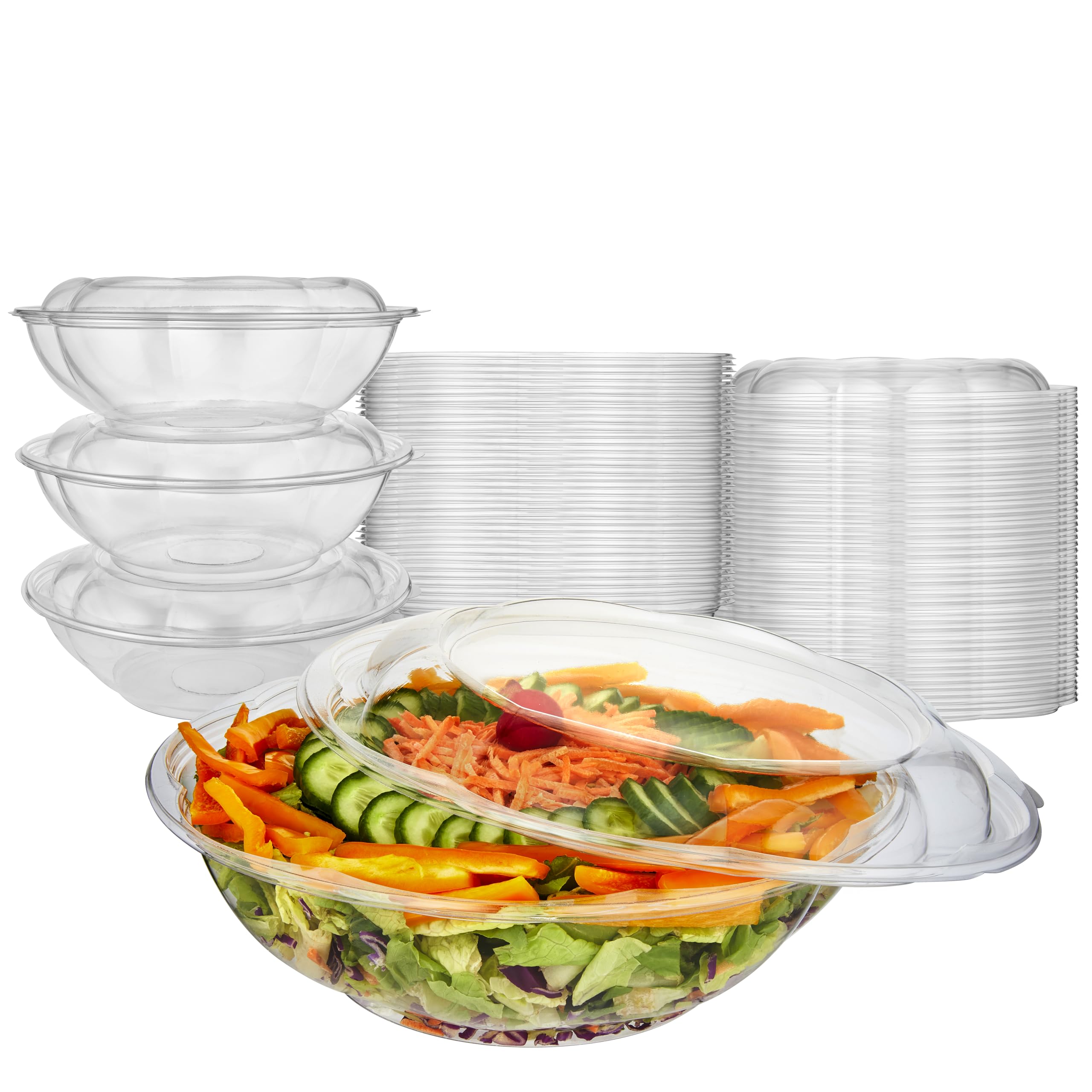 Stock Your Home 64oz Clear Plastic Salad Bowls with Lids Disposable (10 Pack) Extra Large Takeout Container with Snap on Lid for Fruit Salads  Lunch  Meal Prep  Acai Bowl  To-Go Party Containers