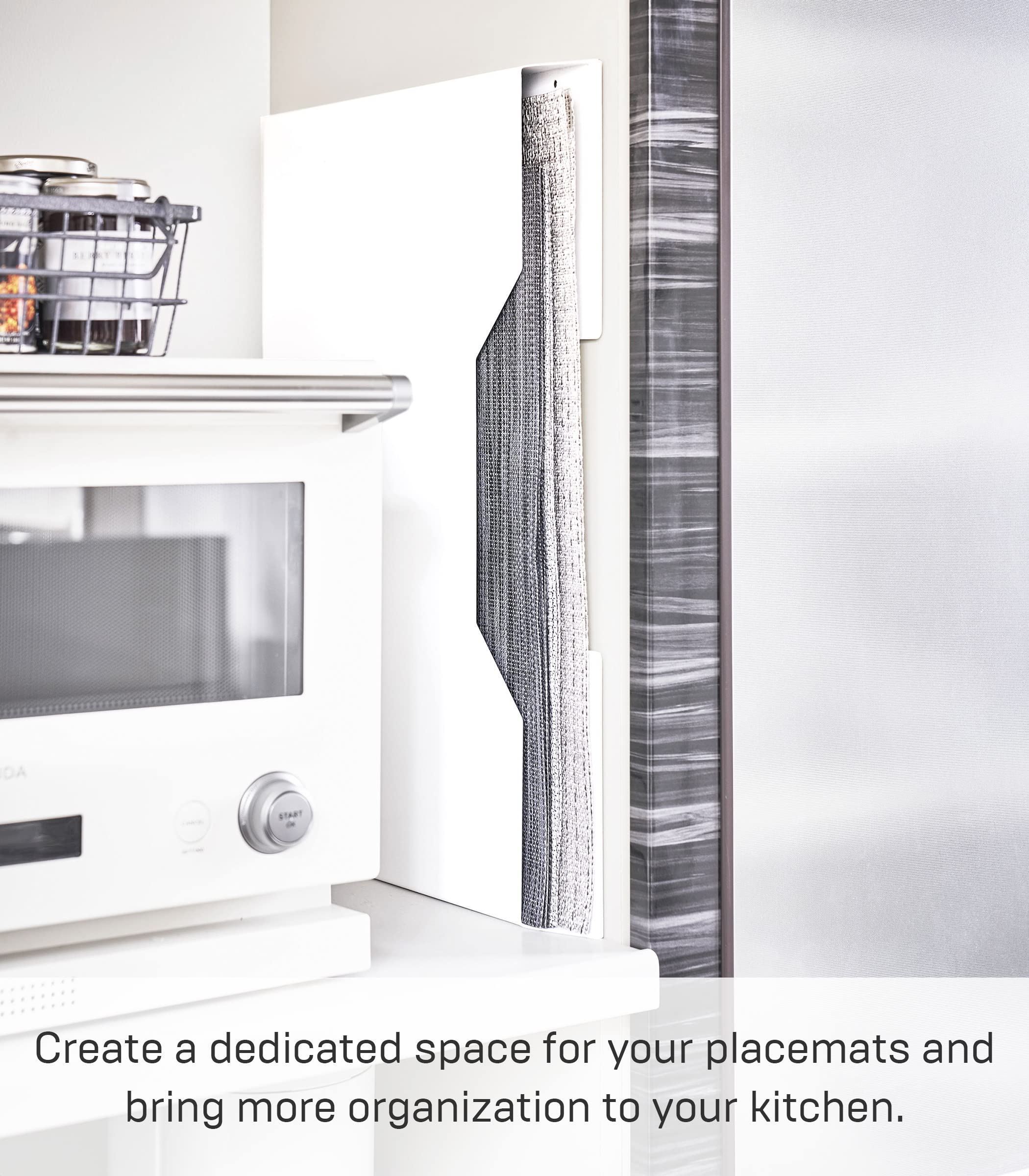Yamazaki Home Tower Magnetic Placemat Rack/Placemat Organizer/Pocket Wall File - Steel, One Size, White