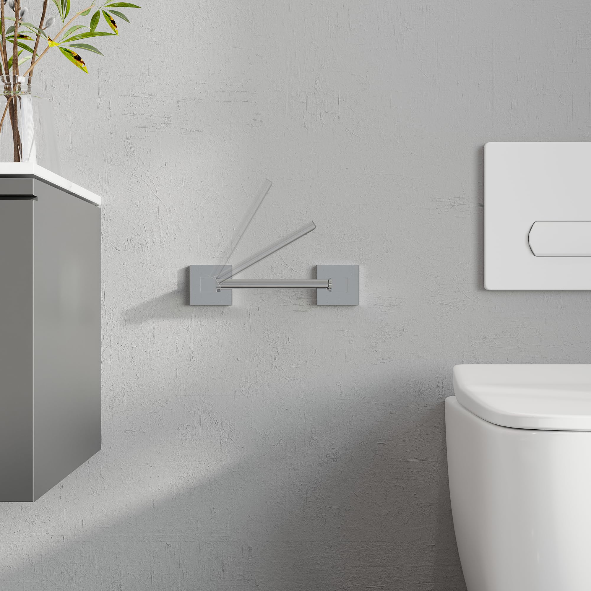 Ruacq Chrome Toilet Paper Holder Towel Ring Bathroom Accessories Hardware Set Double Post Pivoting Toilet Roll Holder Square Sta