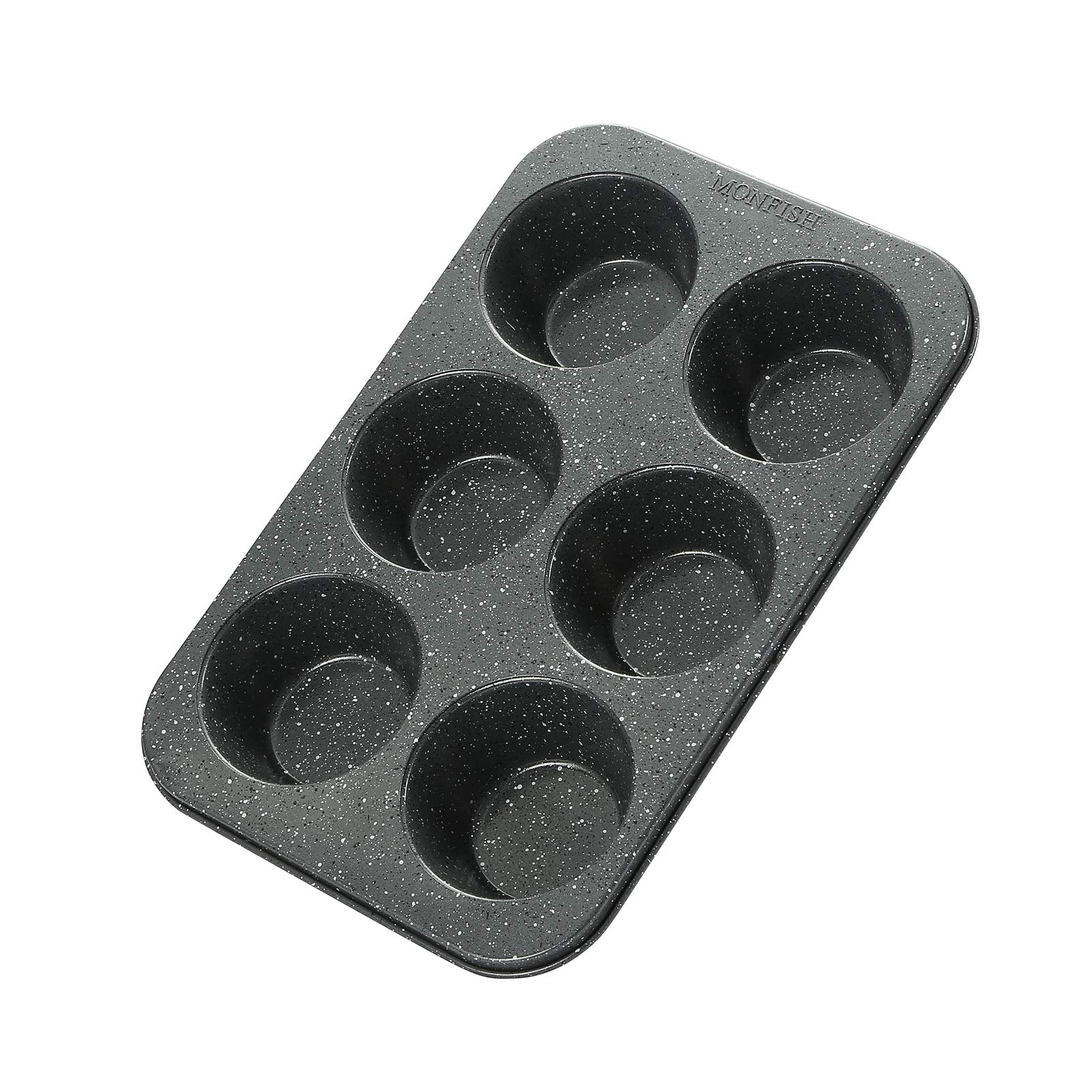 Monfish Large Muffin Pan Jumbo Cupcake Tin Grey Stone Finish Non Sticking 3.5X1.75 Inch Cup
