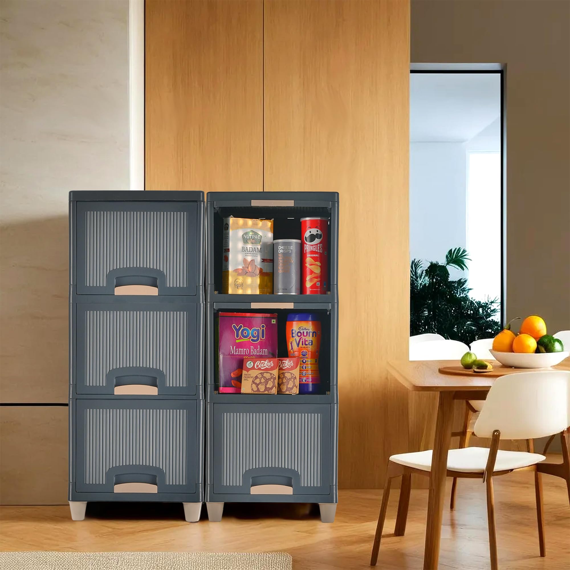 Kuber Industries 6 Units Modular Cabinet Storage Organizer (3 + 3) | Foldable Kid Wardrobe For Cloth & Toys | Easy To Assemble C