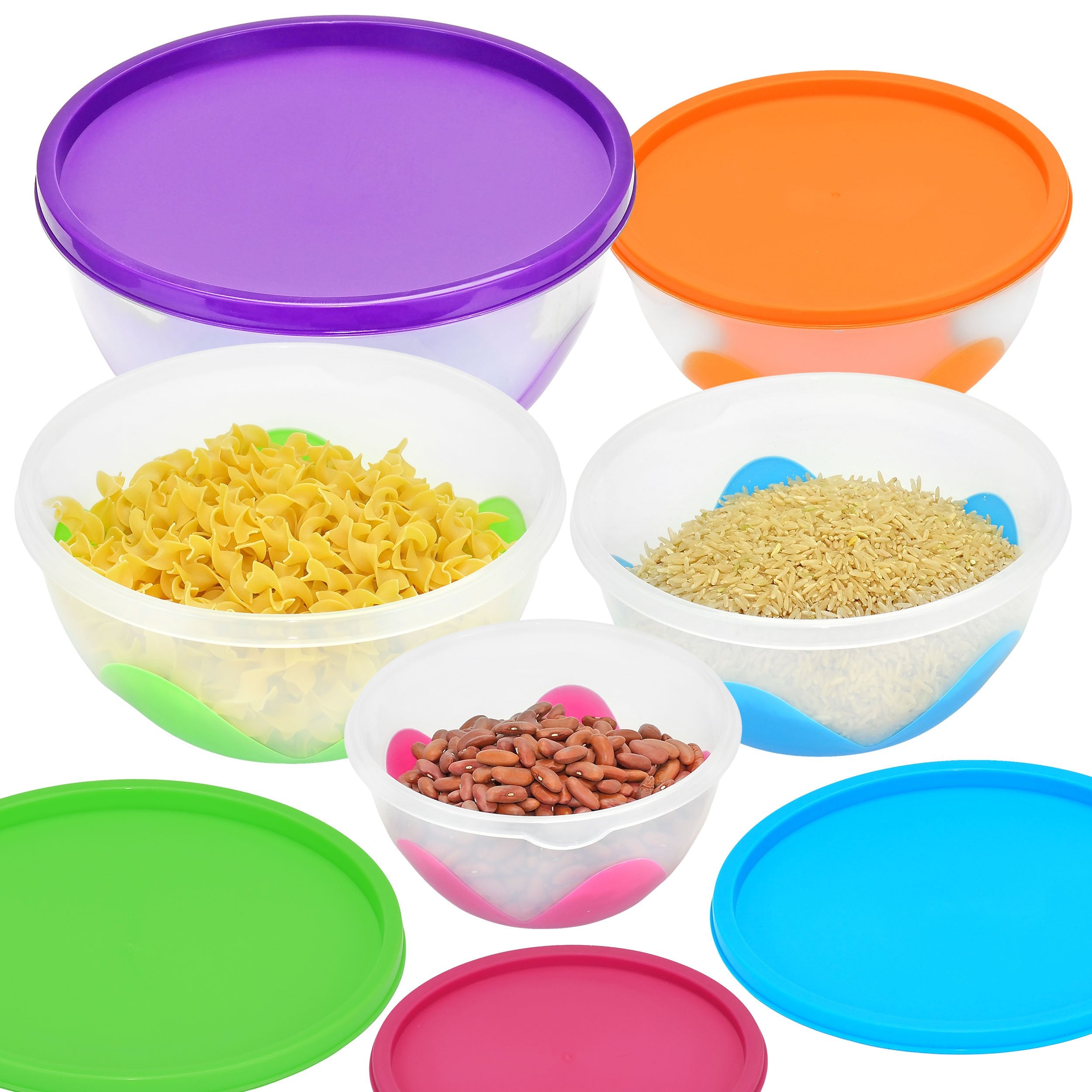 Southern Homewares 5 Piece Plastic Containers With Lids Set, Airtight, Bpa Free, Stackable, Silicone Food Containers, Multiple S