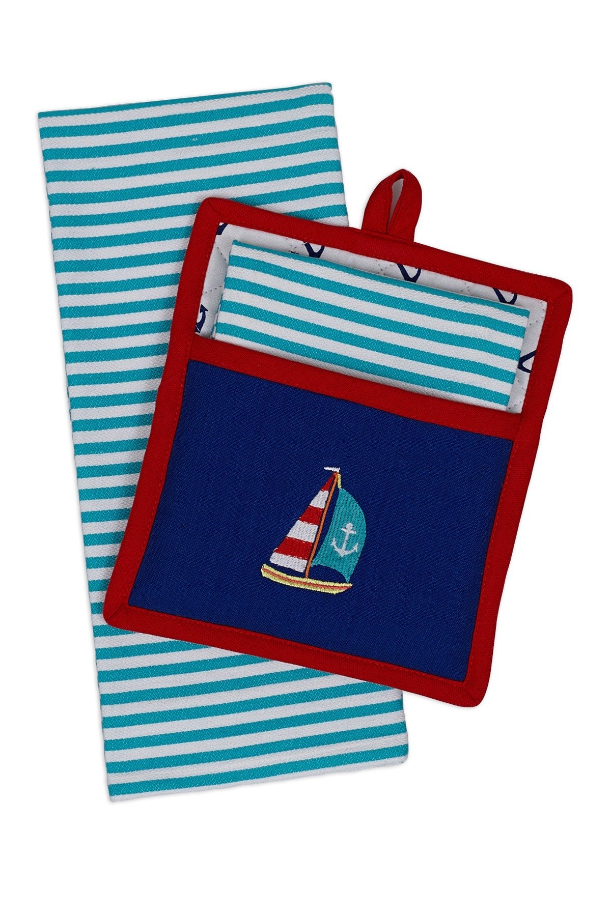Design Imports Sail Away Potholder Gift Set, Obl, 8X8 Inches